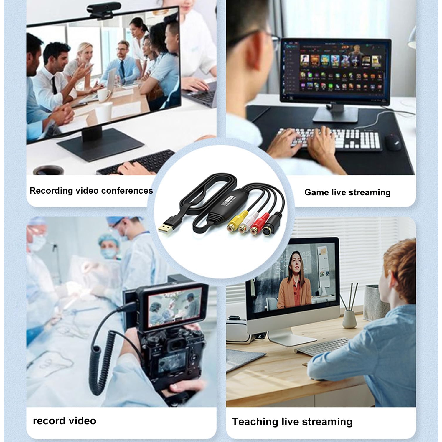 Carte de saisie vidéo USB sans pilote acquisition de signal AV acquisition de données USB disponible Convertisseur numérique analogique à numérique