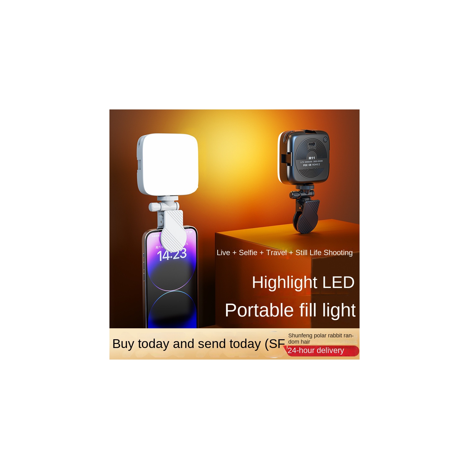 Lampe d'appoint pour égoportraits de téléphone mobile, mini appareil photo reflex portatif beauté photo et vidéo LED lampe d'appoint