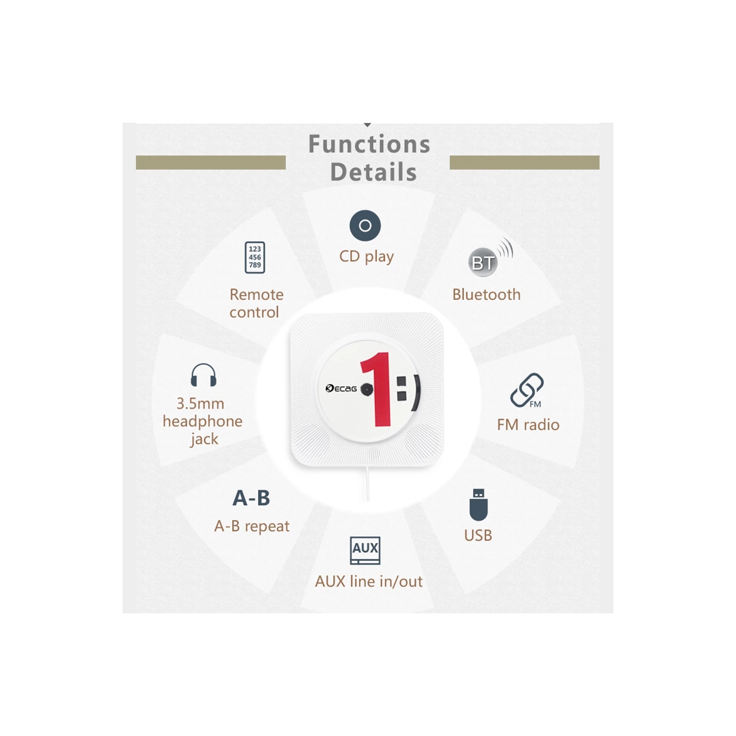 Lecteur CD mural Kechuang, lecteur CD, répéteur CD, machine prénatal Education Early Education, lecteur CD Bluetooth