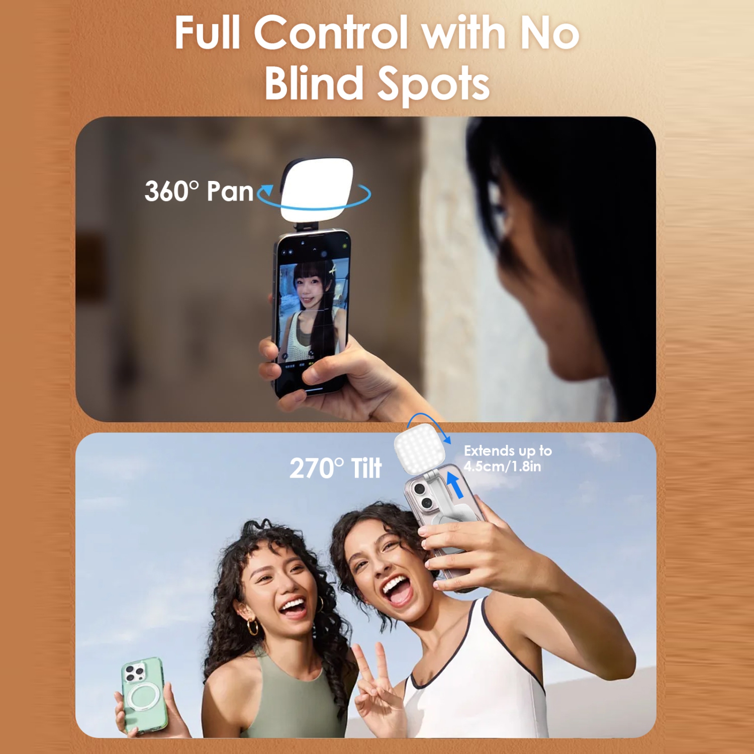 Lampe pliante pour téléphone avec anneau de LED, lampe magnétique portative pour égoportrait, compatible avec MagSafe iPhone, avec miroir