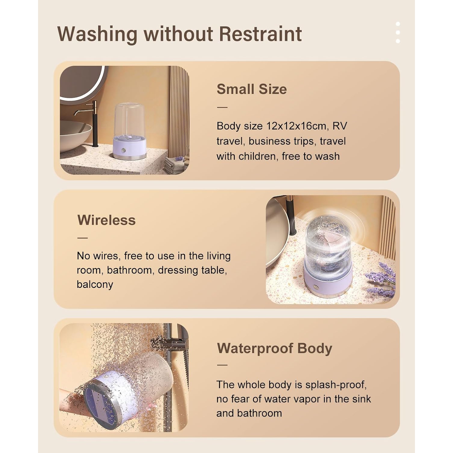 Portable mini washing machine | Small and deep cleaning underwear, baby clothes | Lightweight product | Quiet and energy-saving portable wireless