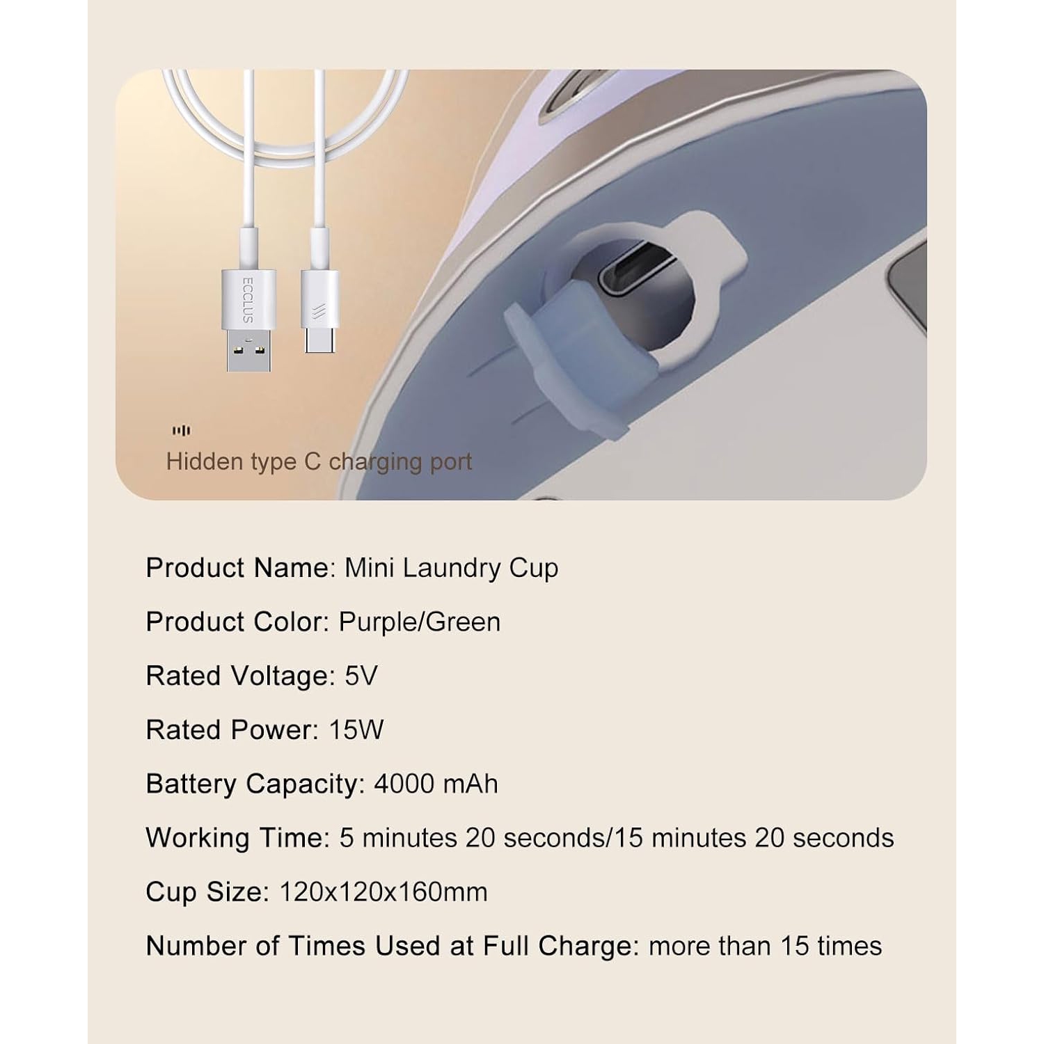 Portable mini washing machine | Small and deep cleaning underwear, baby clothes | Lightweight product | Quiet and energy-saving portable wireless