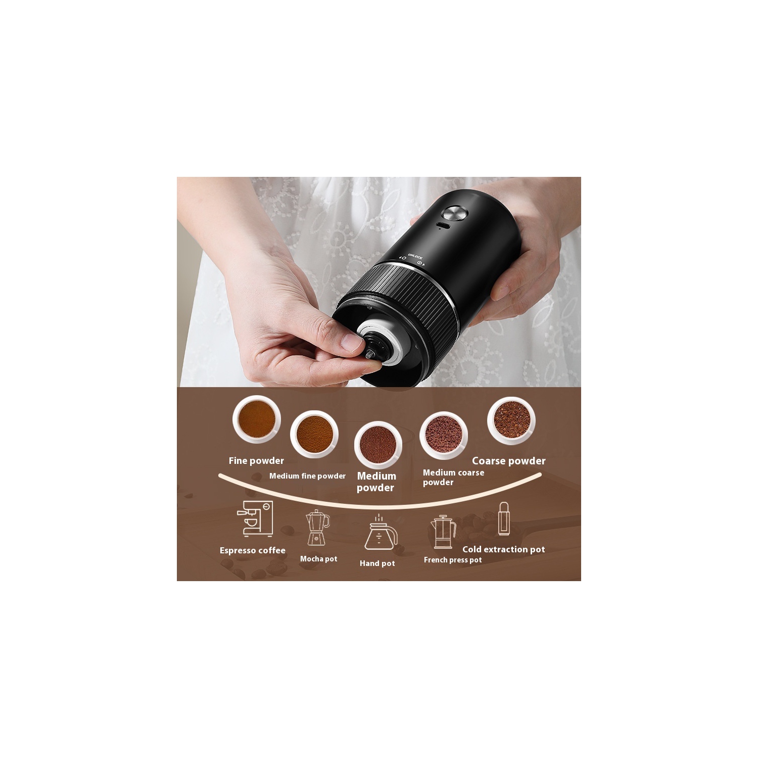 Coffee machine, fully automatic coffee grinder, powder household grinder portable electric bean grinder