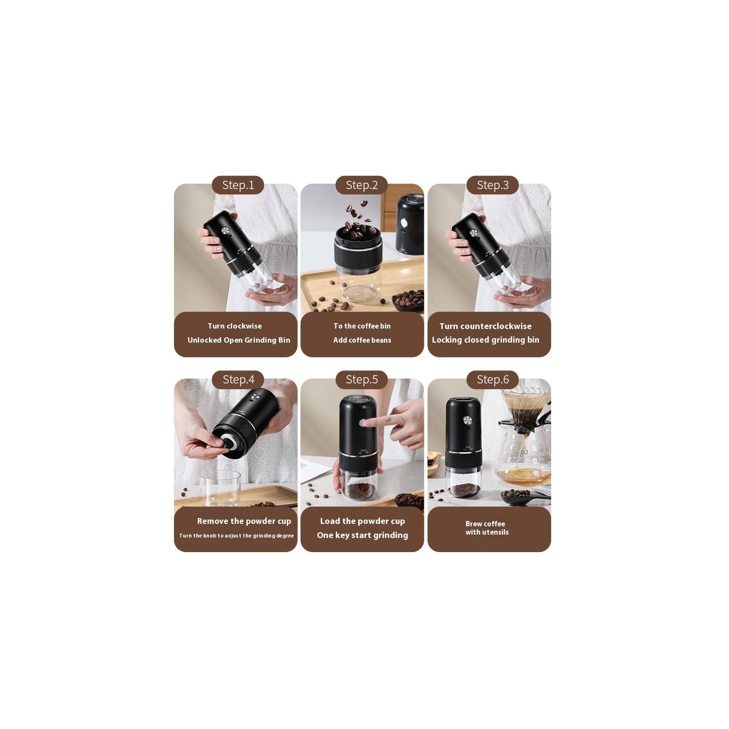 Coffee machine, fully automatic coffee grinder, powder household grinder portable electric bean grinder