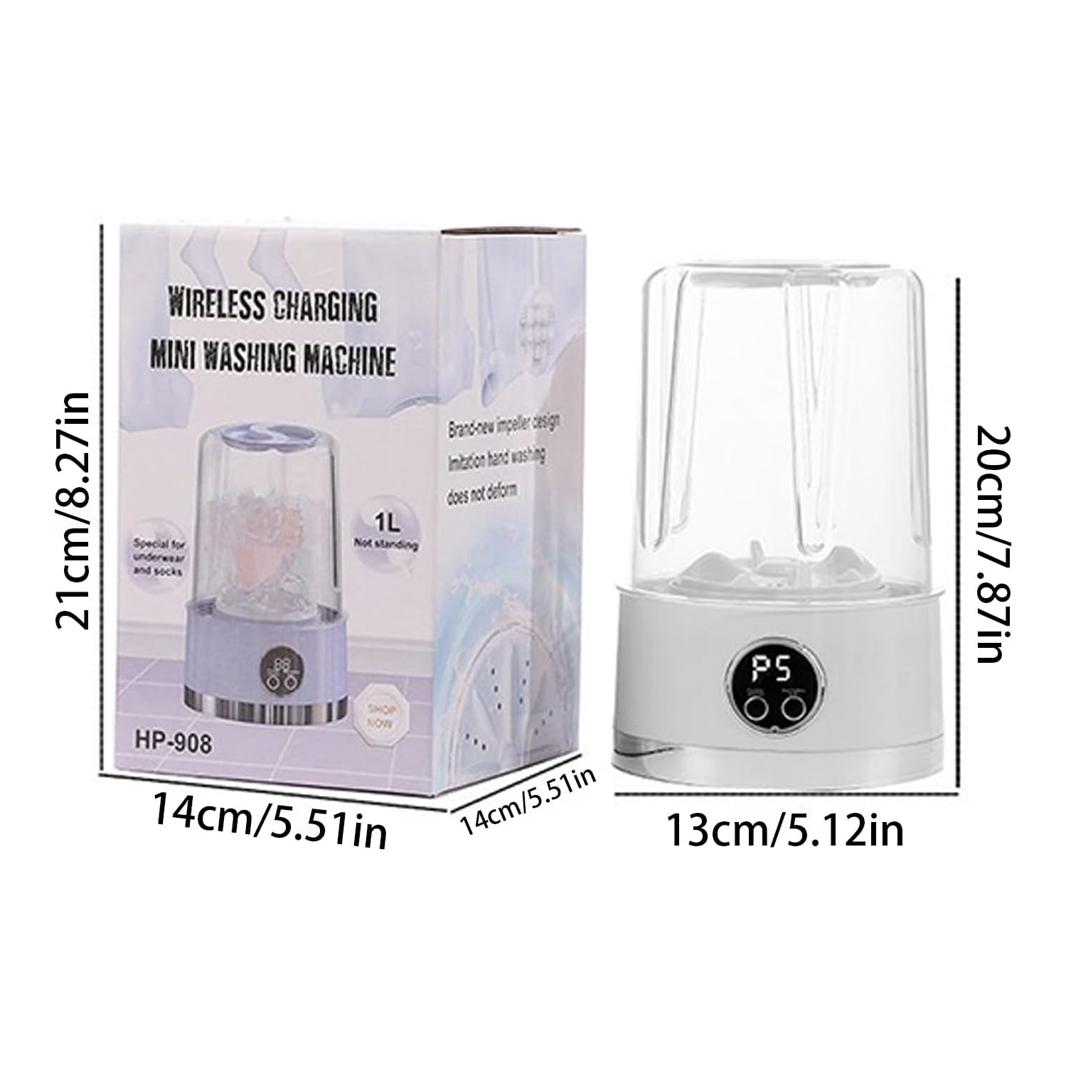 Portable washing machine, small washing machine, rechargeable digital display, compact design, space mini washing machine, suitable for underwear,