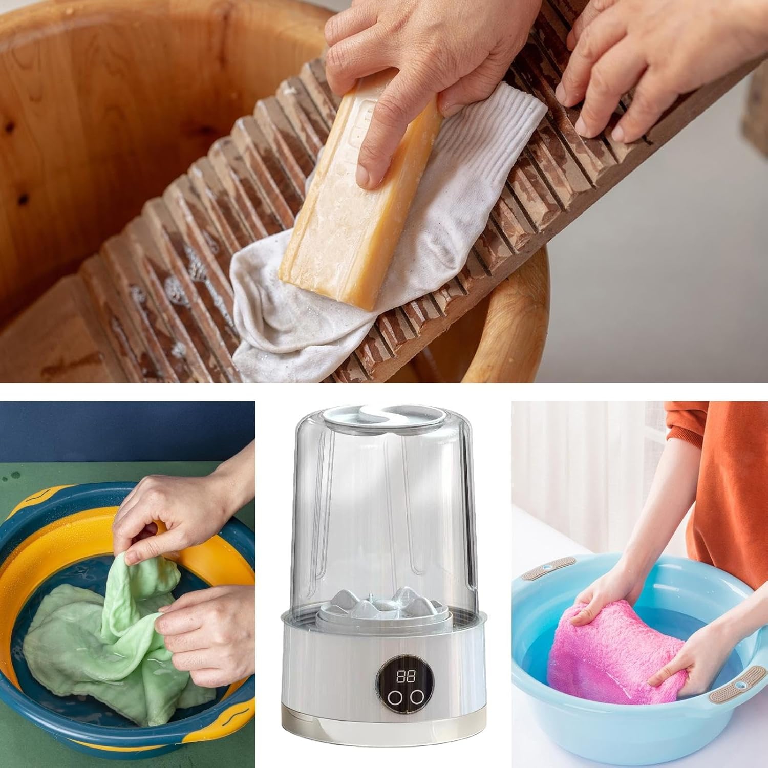 Portable washing machine, small washing machine, rechargeable digital display, compact design, space mini washing machine, suitable for underwear,