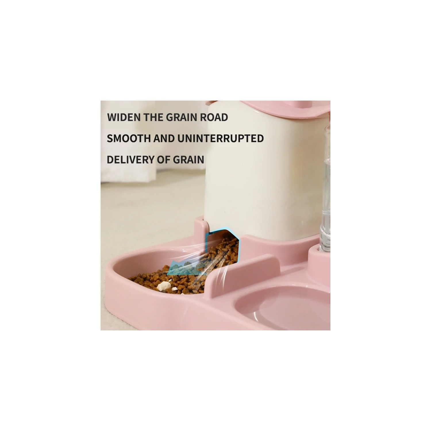 Cat feeder cat food bowl dual-purpose large capacity pet cat bowl pink feeder rouge powder flip cover to add food, smooth food delivery without