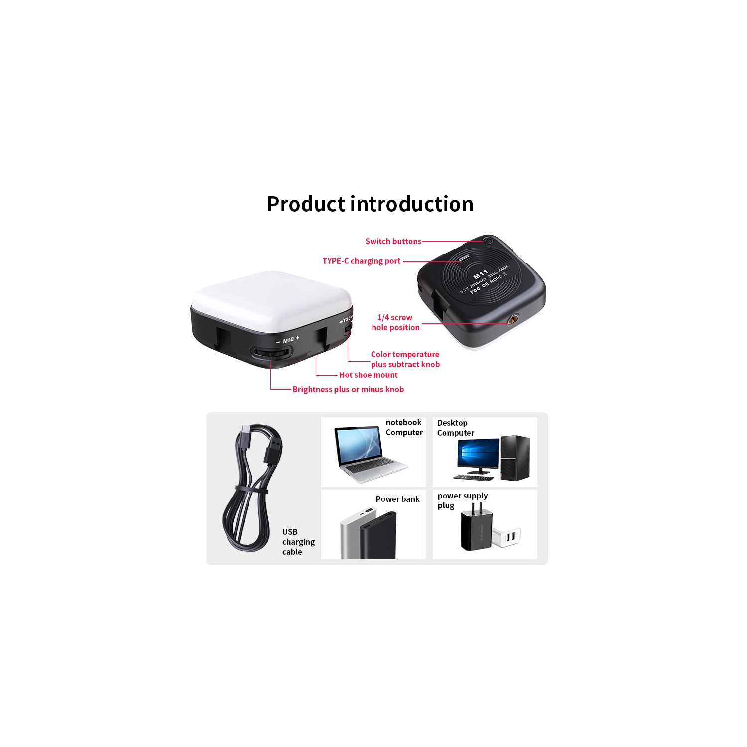 Lampe d'appoint pour égoportraits de téléphone mobile, mini appareil photo reflex portatif beauté photo et vidéo LED lampe d'appoint