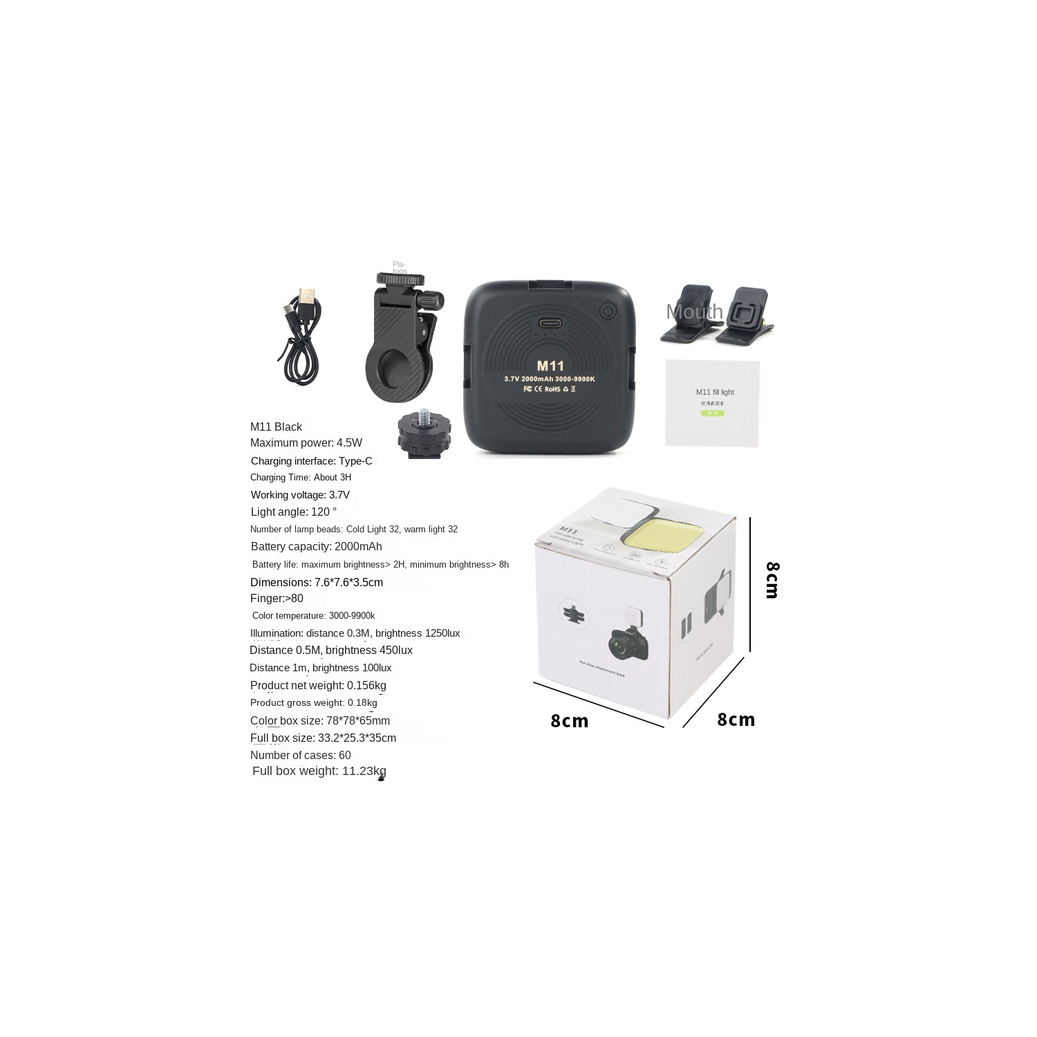 Lampe d'appoint pour égoportraits de téléphone mobile, mini appareil photo reflex portatif beauté photo et vidéo LED lampe d'appoint