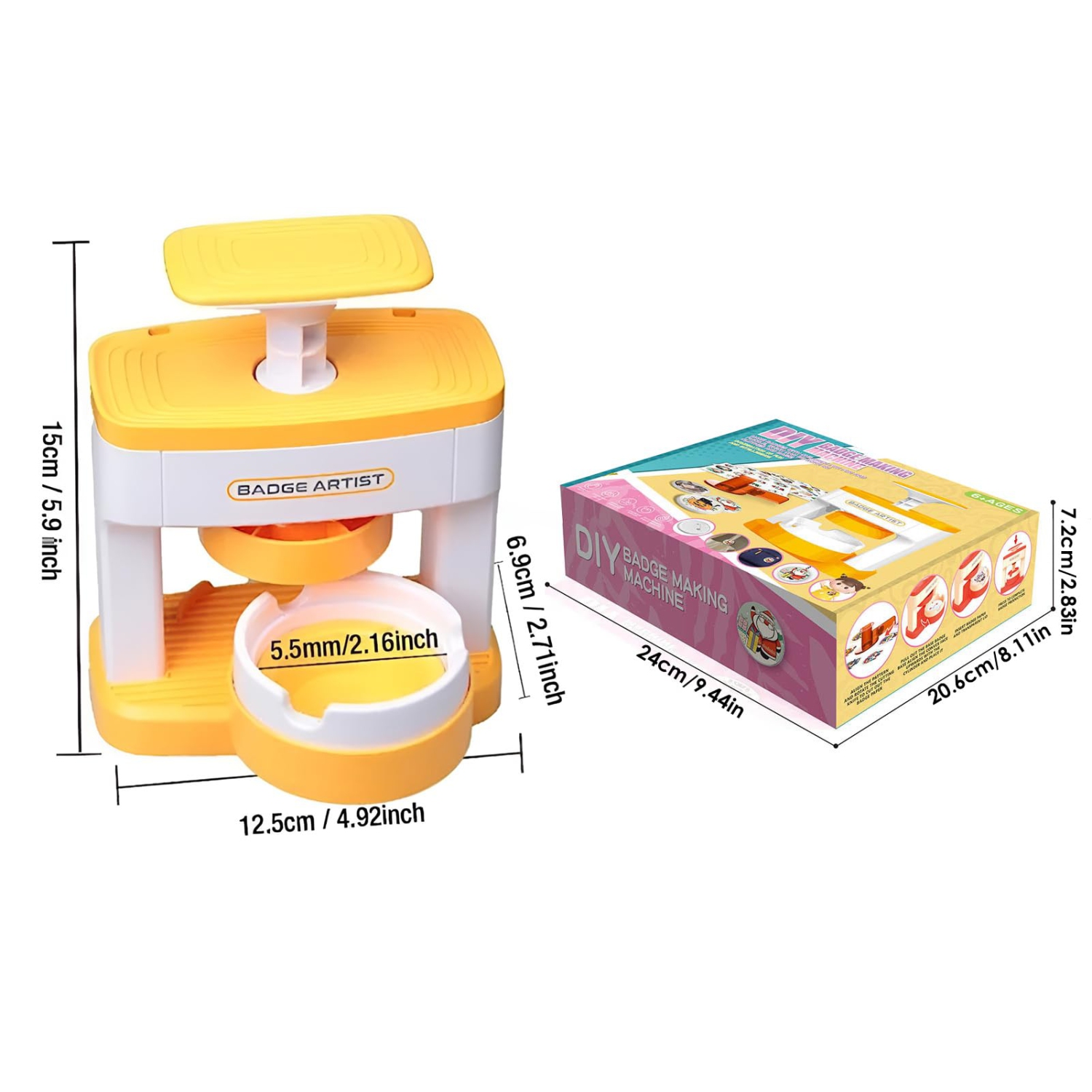 Button Maker Machine, DIY Button Badge Pin Presser with 48 Badges, Creative DIY Making Toys, Badge Maker Machine Toys