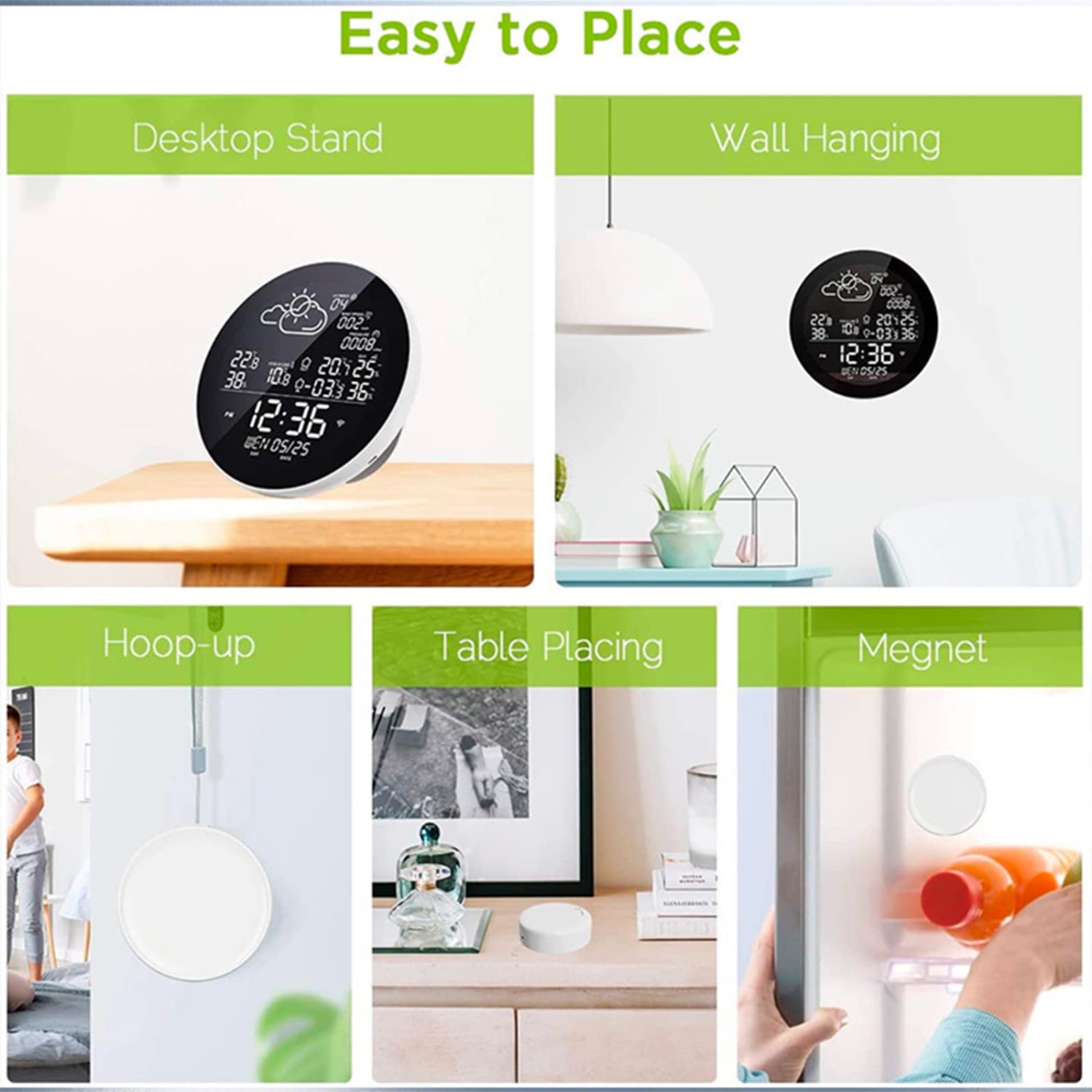 Station météorologique Tuya Station météorologique Horloge de table Thermomètre multifonctionnel Hygromètre extérieur Testeur de température