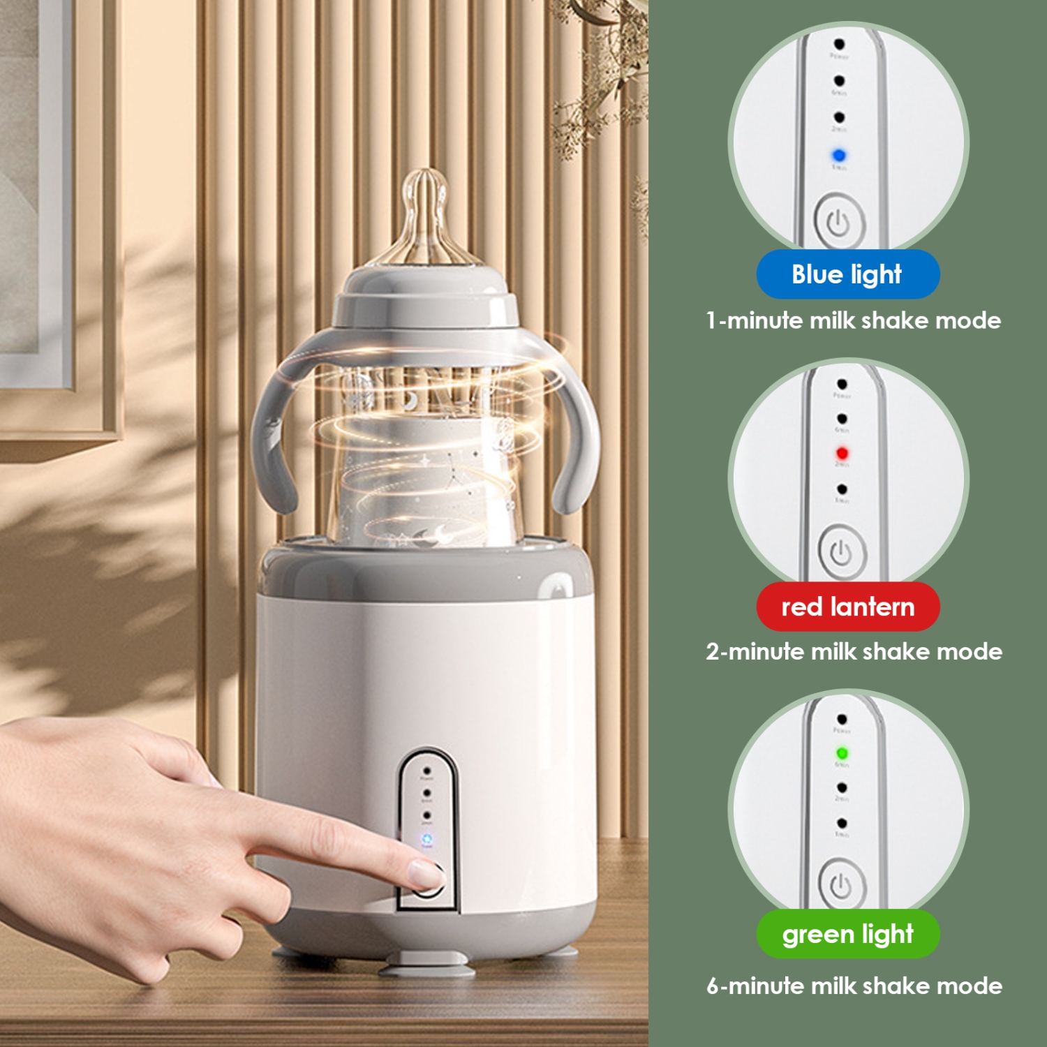 Electric bottle shaker, intelligent milk shaker and milk mixer, fully automatic milk mixer with three-speed timing suitable for new parents