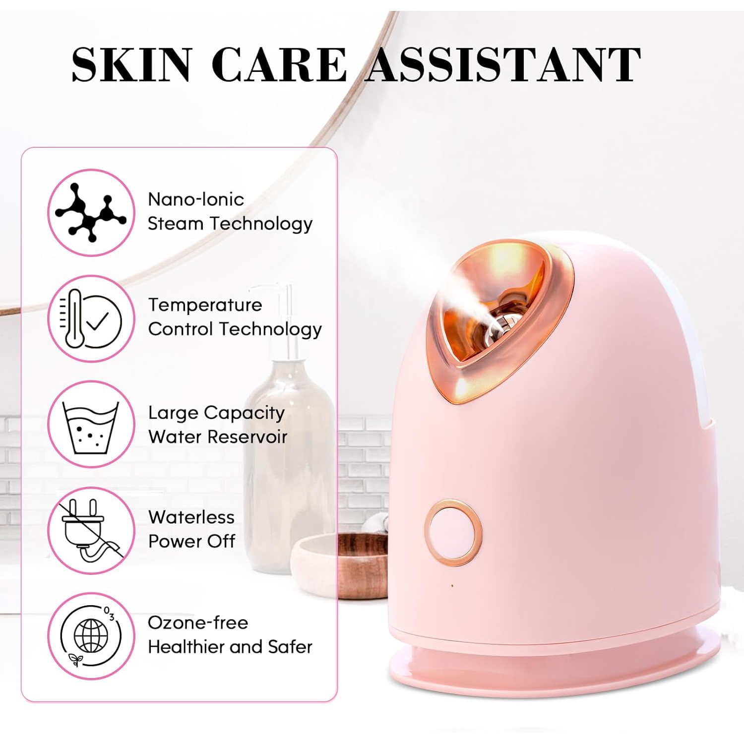 Face Steamer for Facial Deep Cleaning Unclogs Pores,Nano Warm Mist Humidifier Steamer for Face Home Sauna SPA,Gift for Women