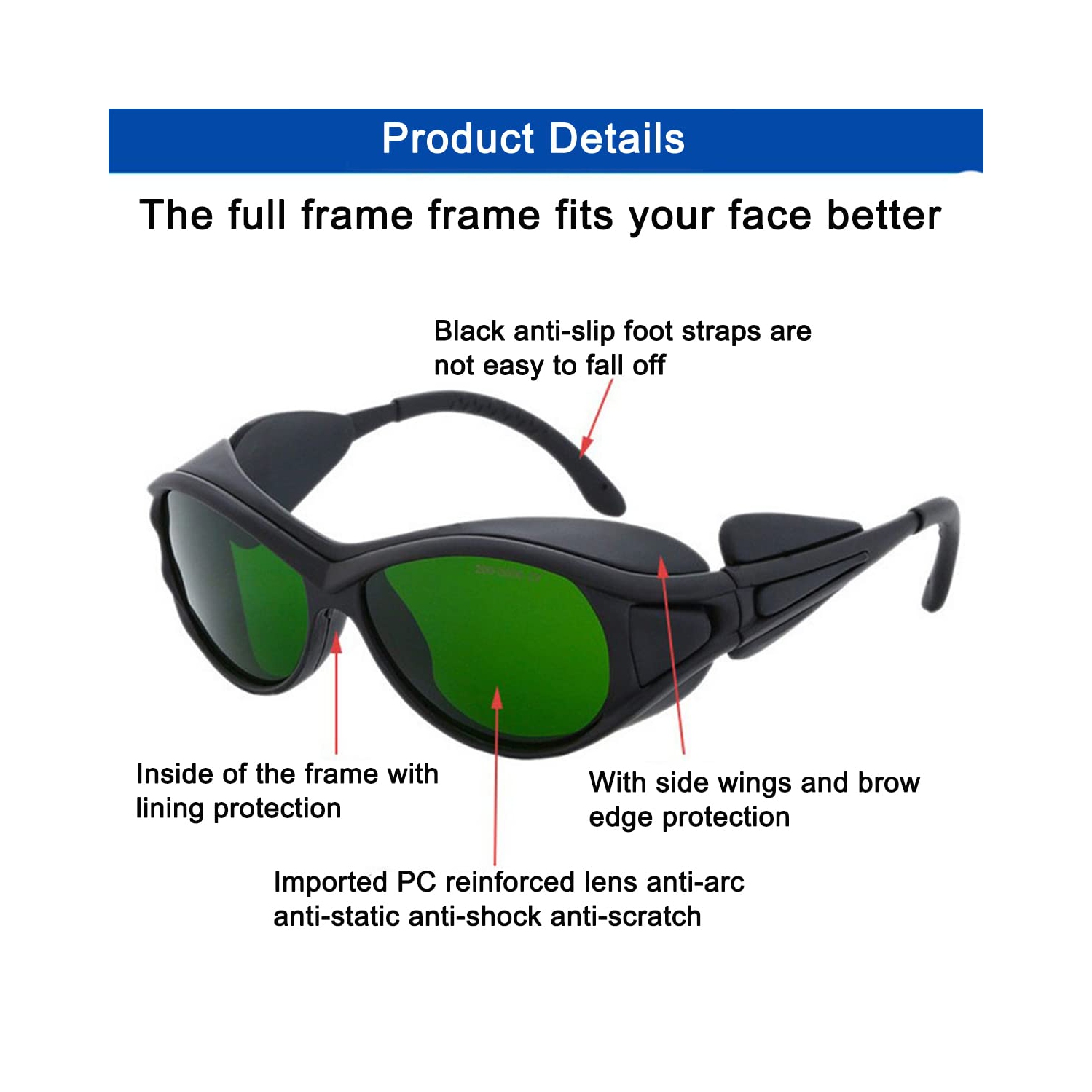 Laser Safety Glasses, 200-2000nm Welding, Beauty Instrument, Non-Glare, for Beauty Operators and Medical Laser Technicians