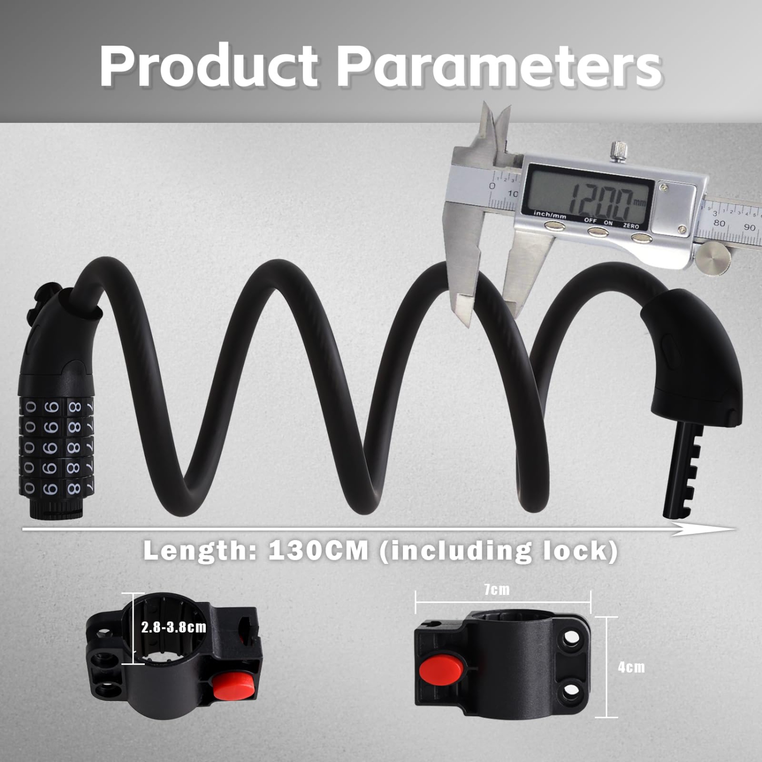 Cadenas à combinaison mot de passe à 5 chiffres pour vélo Câble à combinaison Câble de verrouillage en acier Chaîne de verrouillage portative