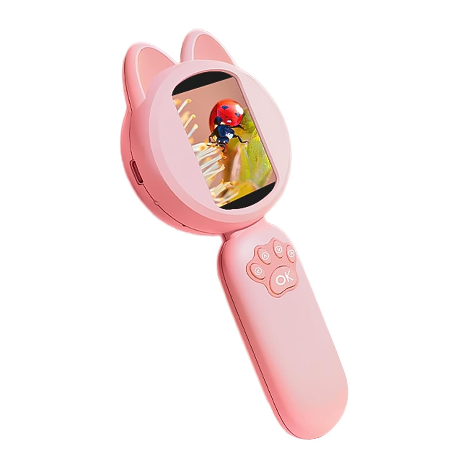 Children's portable digital microscope - 30W pixels, 2-inch HD screen, 8 LED lights, manual focus, adjustable magnification, support photo taking