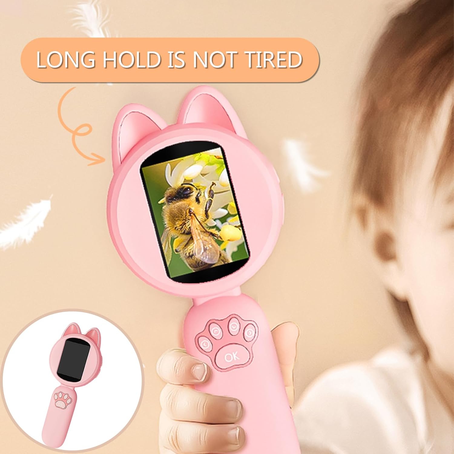 Children's portable digital microscope - 30W pixels, 2-inch HD screen, 8 LED lights, manual focus, adjustable magnification, support photo taking