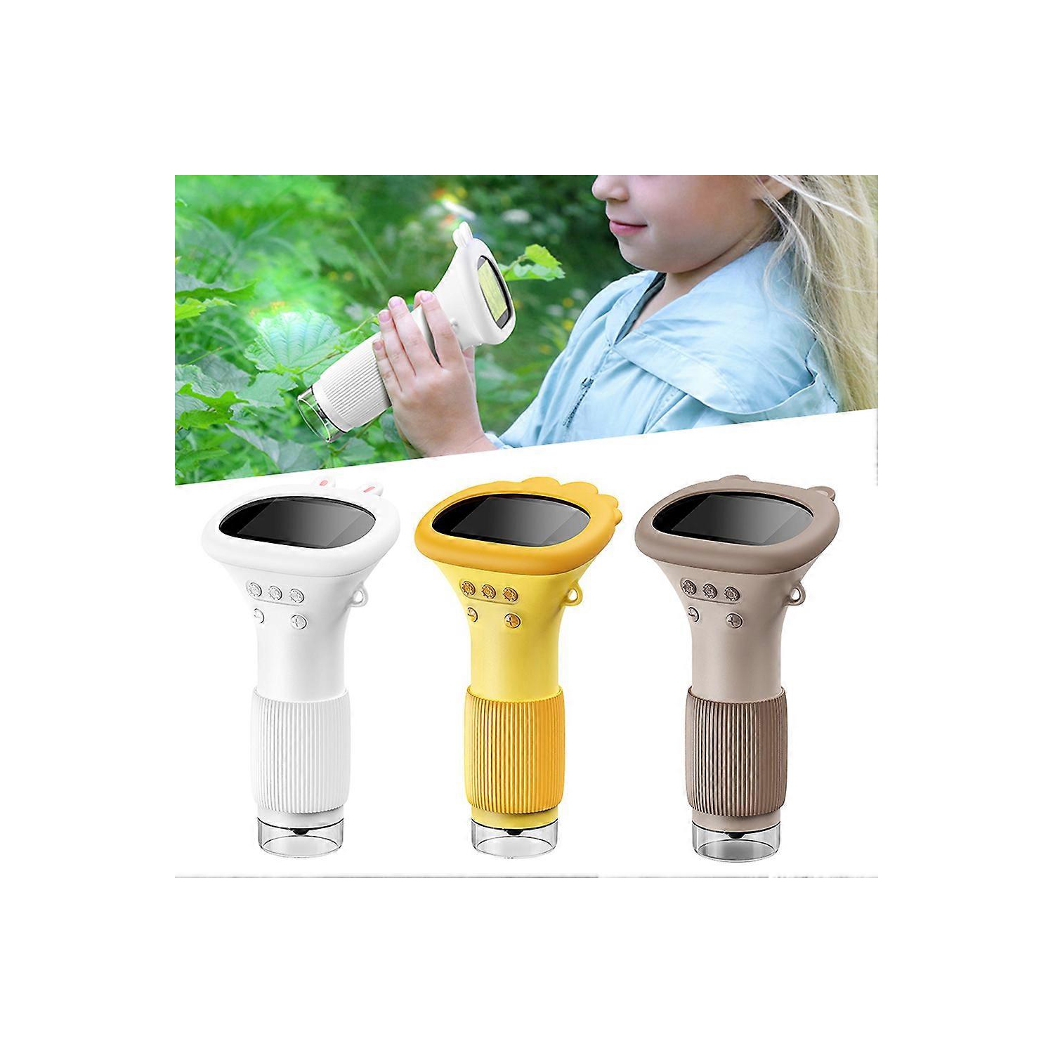 Microscope portatif HD 1000x – Écran IPS de 2&nbsp;po/gradation 8LED/observation en temps réel par ordinateur Outil d'exploration scientifique pour