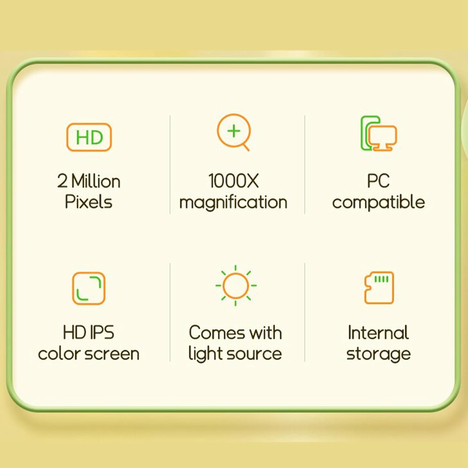 Microscope portatif HD 1000x – Écran IPS de 2&nbsp;po/gradation 8LED/observation en temps réel par ordinateur Outil d'exploration scientifique pour