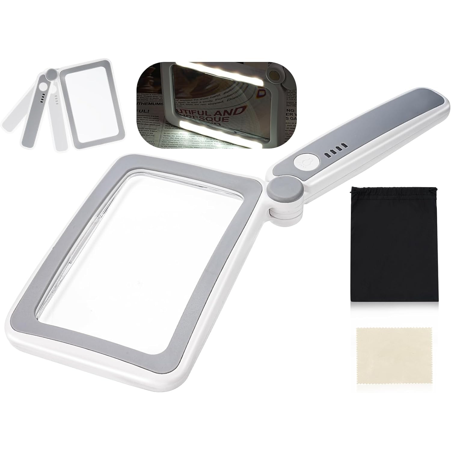 Loupe pliante de protection oculaire de LED - lentille HD 4x + 10 DEL à gradation Artefact portatif de lecture/observation Loupe HD pour personnes