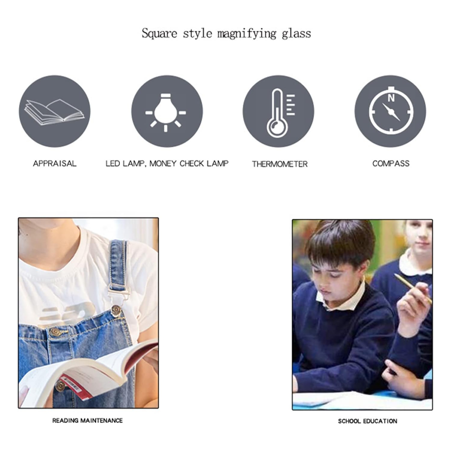 Loupe pliante de protection oculaire de LED - lentille HD 4x + 10 DEL à gradation Artefact portatif de lecture/observation Loupe HD pour personnes