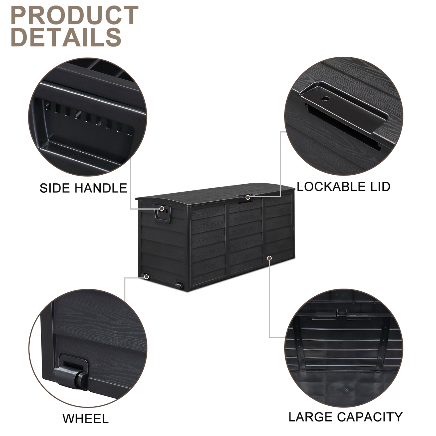 Karl Home 75 Gallons Plastic Outdoor Deck Box with Wheels