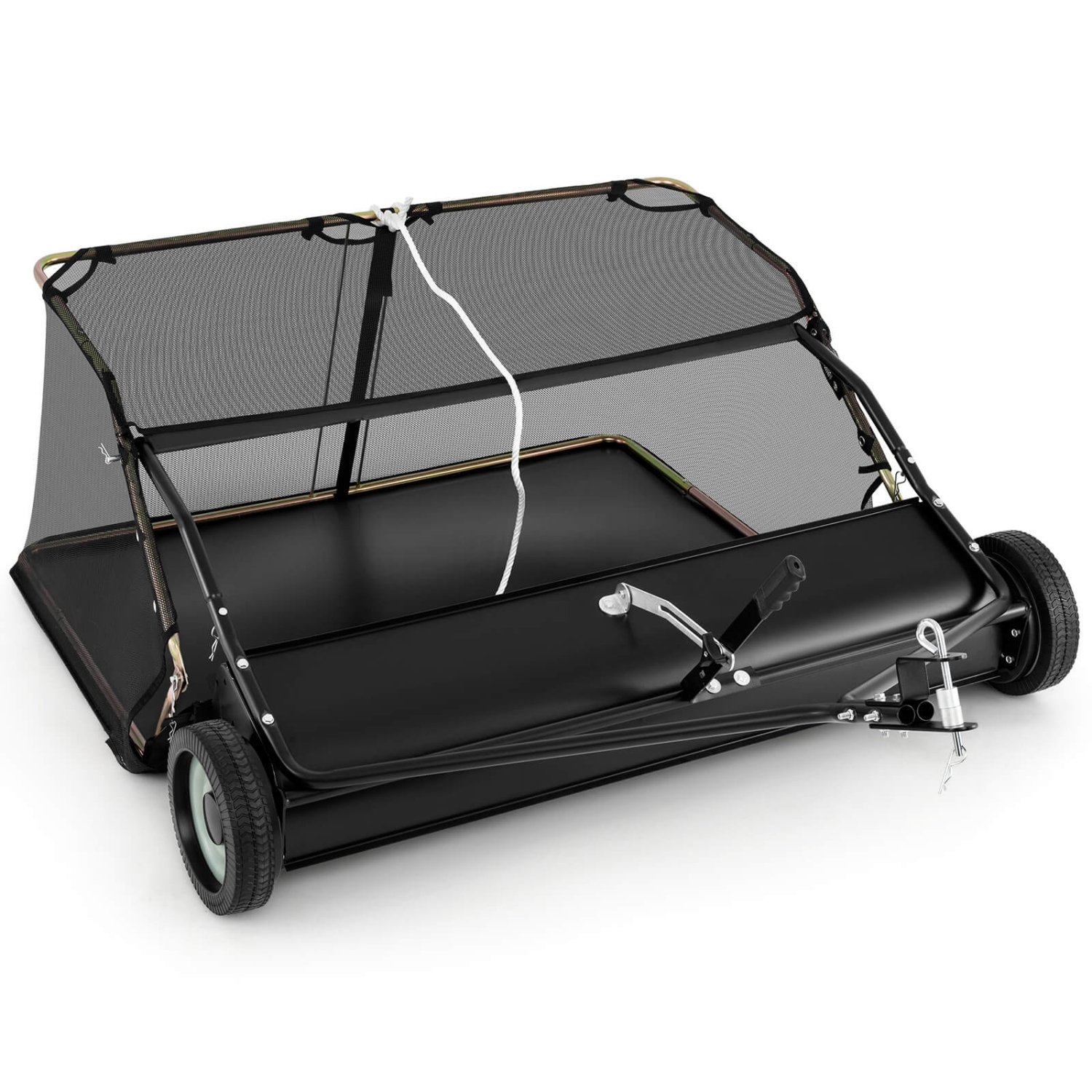 Costway 48" Tow-Behind Lawn Sweeper with 27 Cu.FT Large-Capacity Hopper Bag for Yard