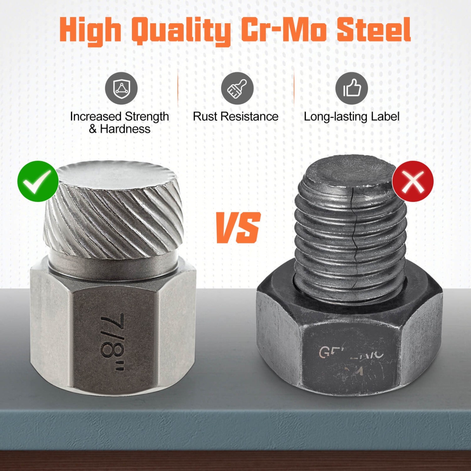 Ensemble d'extracteurs à vis multispline 27 PCS de Costway avec extracteur de boulons à tête hexagonale 3/8 po, bleu/orange