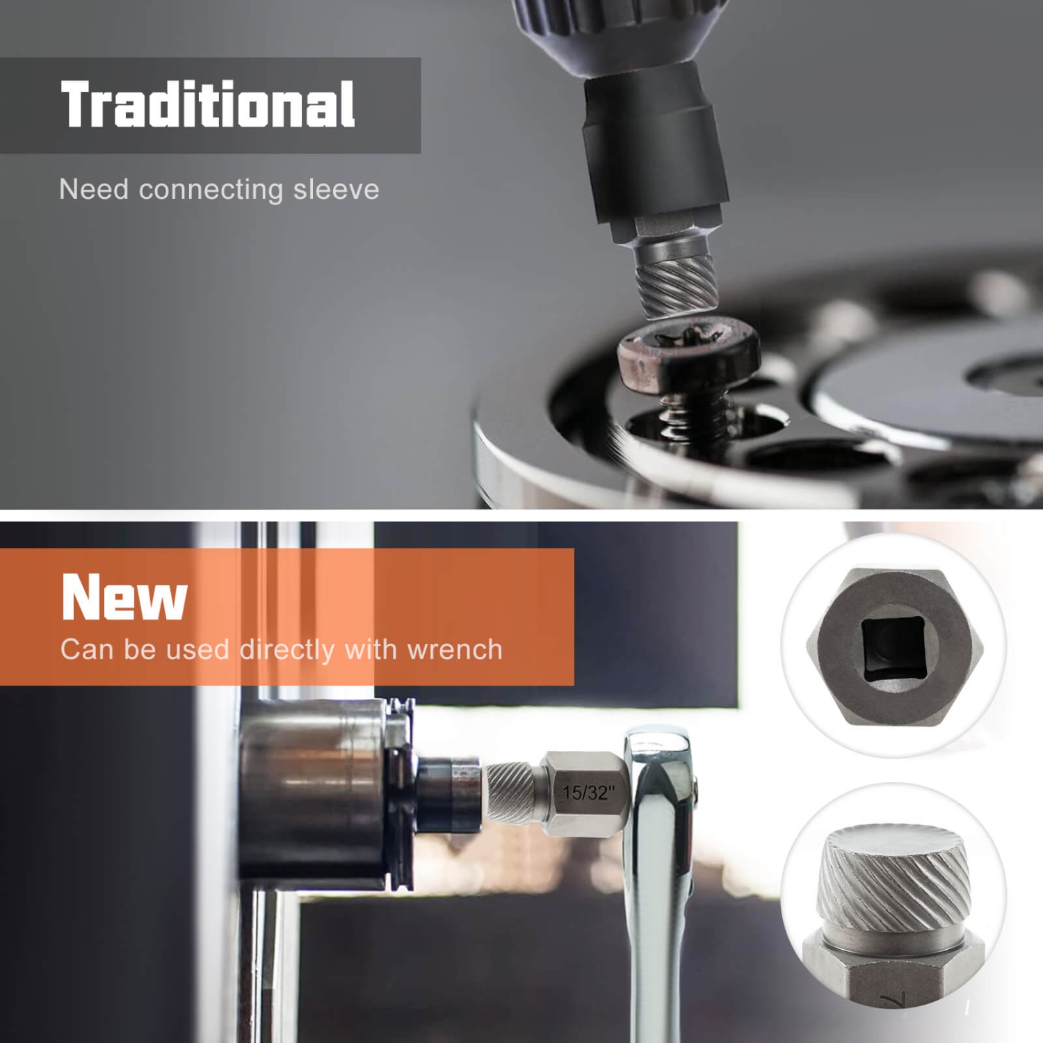 Ensemble d'extracteurs à vis multispline 27 PCS de Costway avec extracteur de boulons à tête hexagonale 3/8 po, bleu/orange