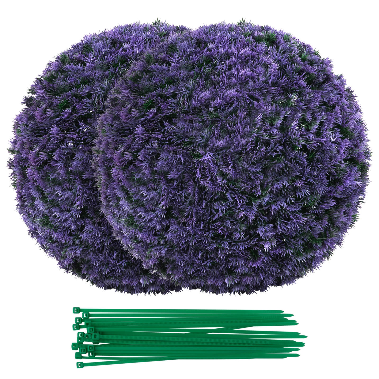 Costway 2 PCS 15" Artificial Plant Boxwood Topiary Ball Faux Lavender Decorative Balls