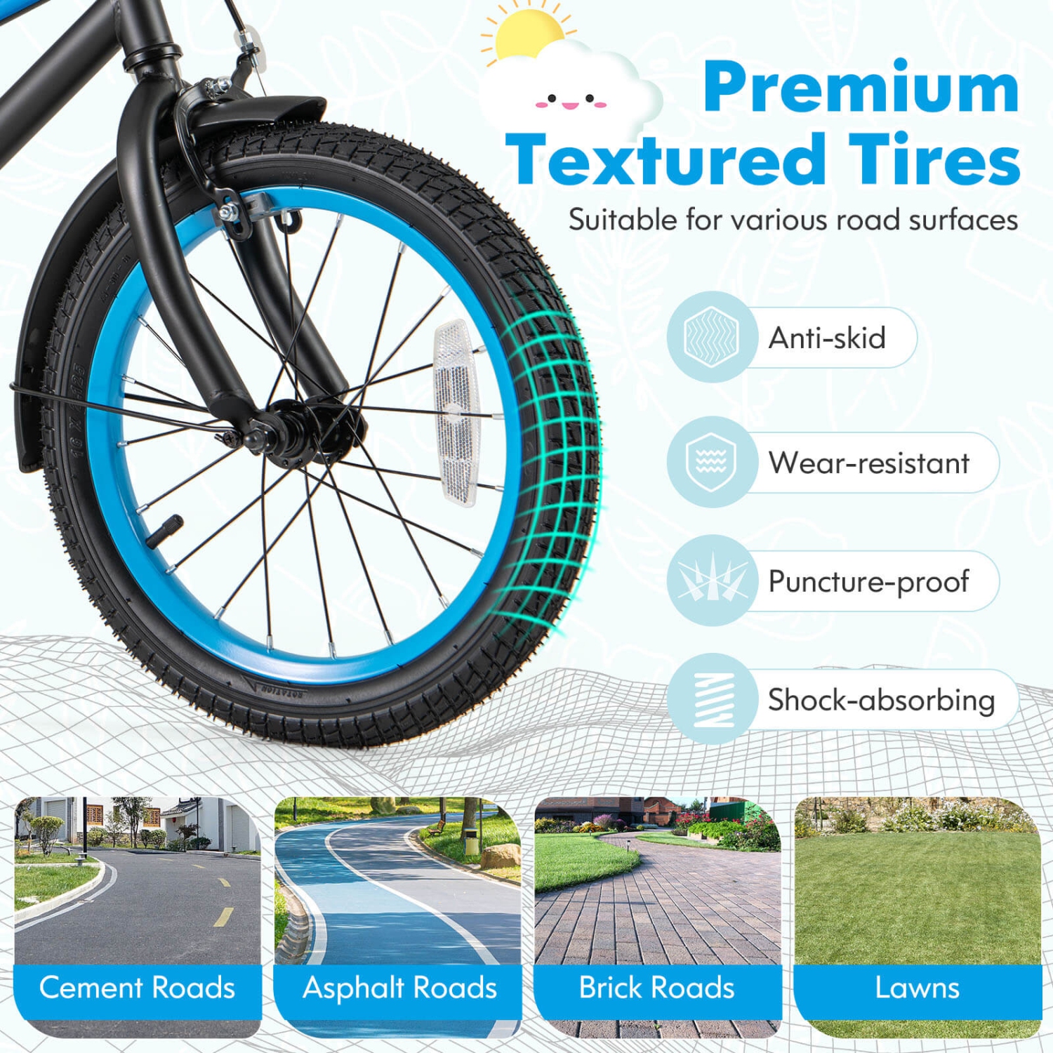 Vélo pour enfants de 16&nbsp;po de Costway avec selle réglable, guidon, roues d'entraînement amovibles, frein à main