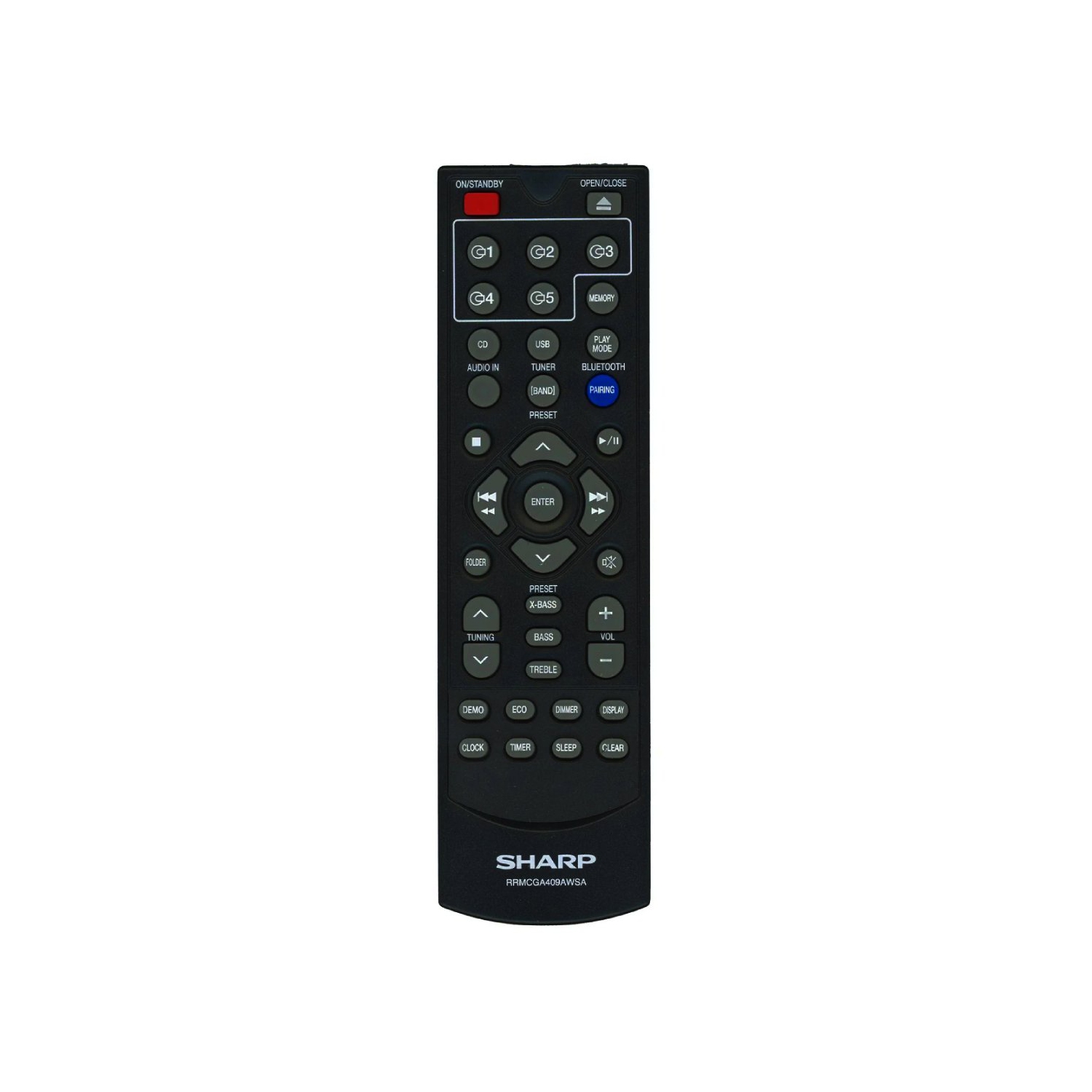 Refurbished Sharp RRMCGA409AWSA Audio System Remote Control - RRMCGA409AWSA