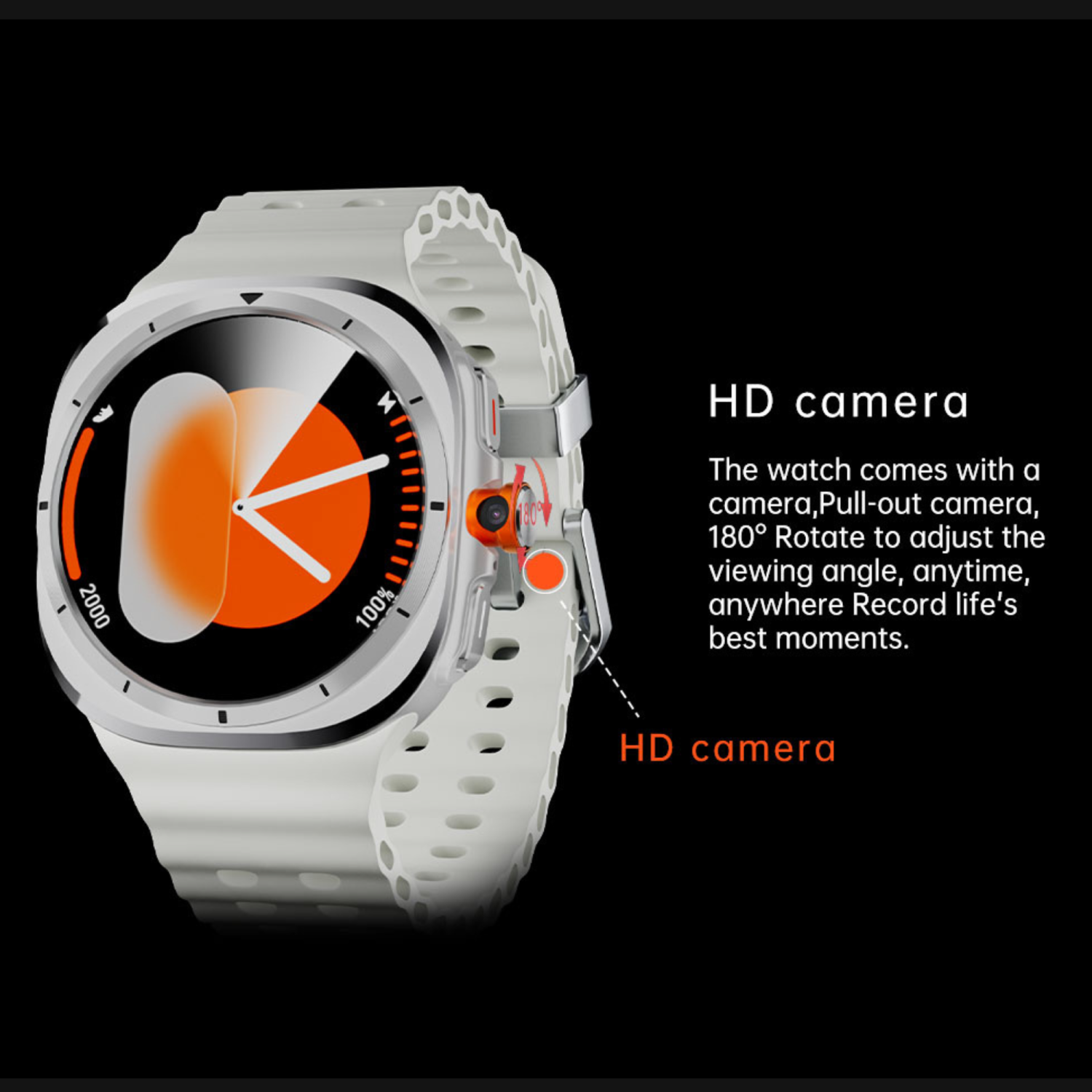 TUTT U8 Ultra 4G Android Smartwatch | AMOLED | GPS | Health & Connectivity Tools | 3GB+32GB | 180 Rotating Camera