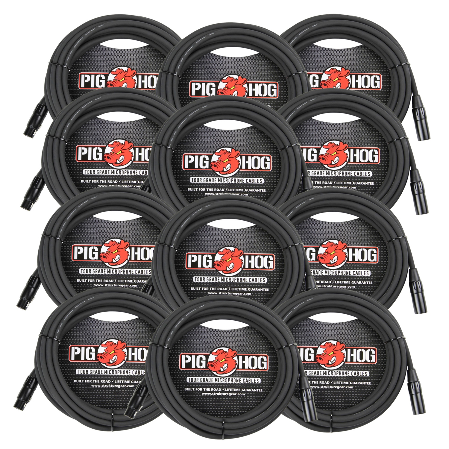 Pig Hog High Performance 8mm XLR Microphone Cable, 25 ft PHM25 - 12 Units