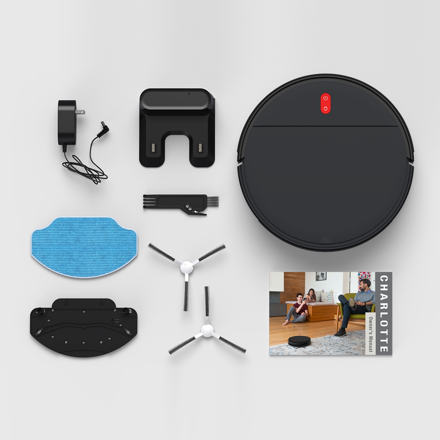 bObsweep Charlotte Robotic Vacuum Cleaner, Charcoal - ENG