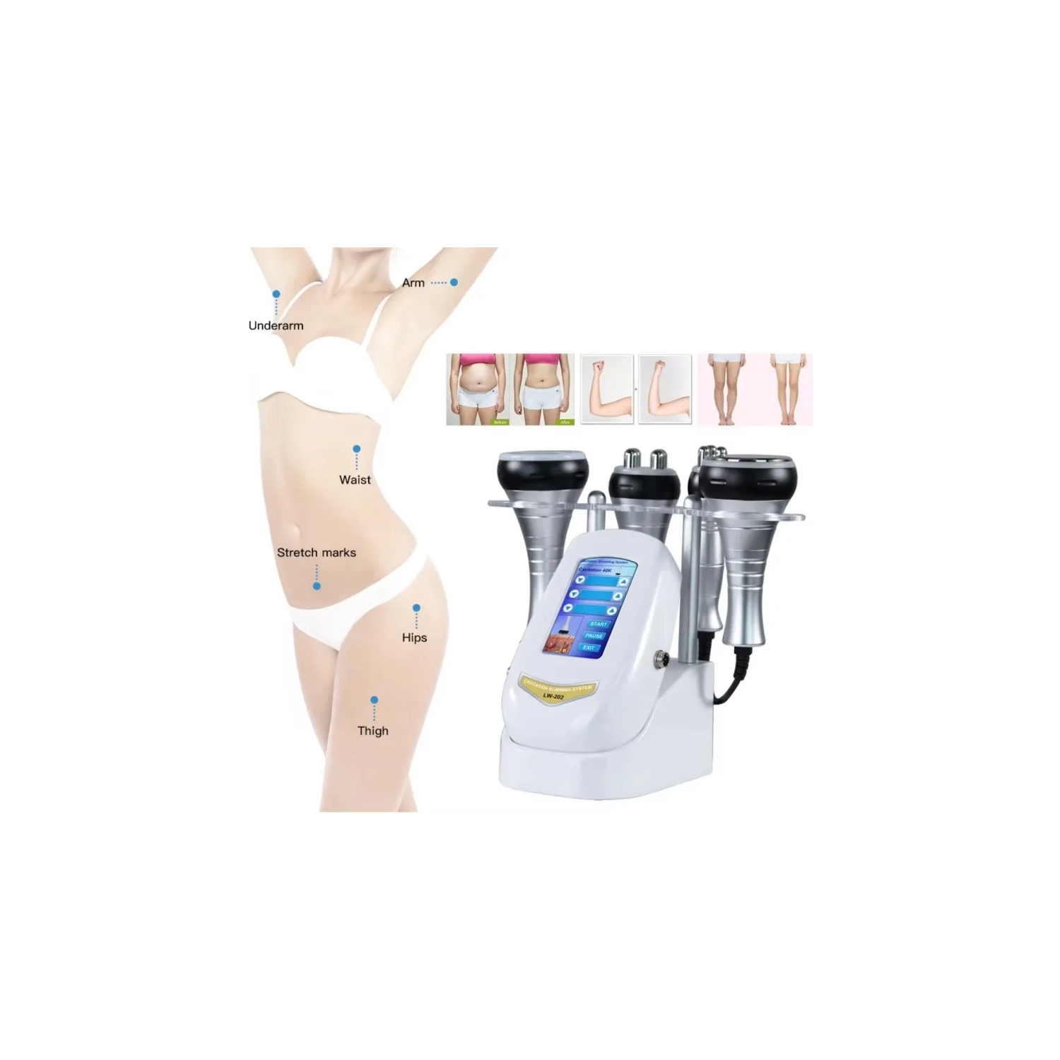 4 in 1 Beauty Equipment, Cavitation Machine Ultrasonic RF Shape Vacuum Frequency Weight Loss Slimming Skin Tightening Liftin Weight Loss Machine