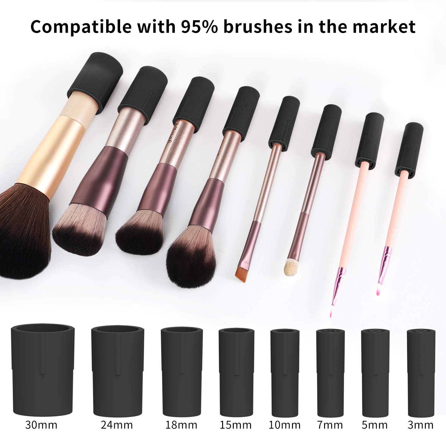 Makeup Brush Cleaner Machine -Fast Electric Makeup Brush Cleaner and Dryer with 8 Size Rubber Collars - Suit for Most Makeup Brush Sizes