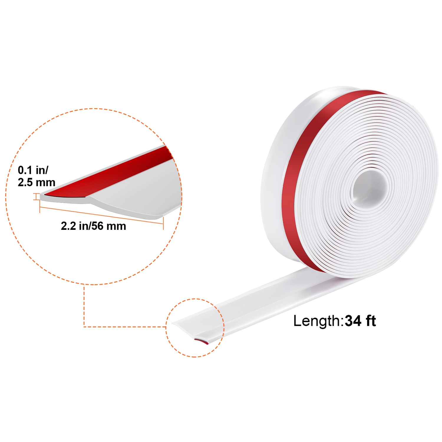 VEVOR 34 FT Garage Door Seal Top and Sides Seal Strip, Universal Weather Stripping Replacement Soft and Hard Composite, Weatherproofing Garage Door