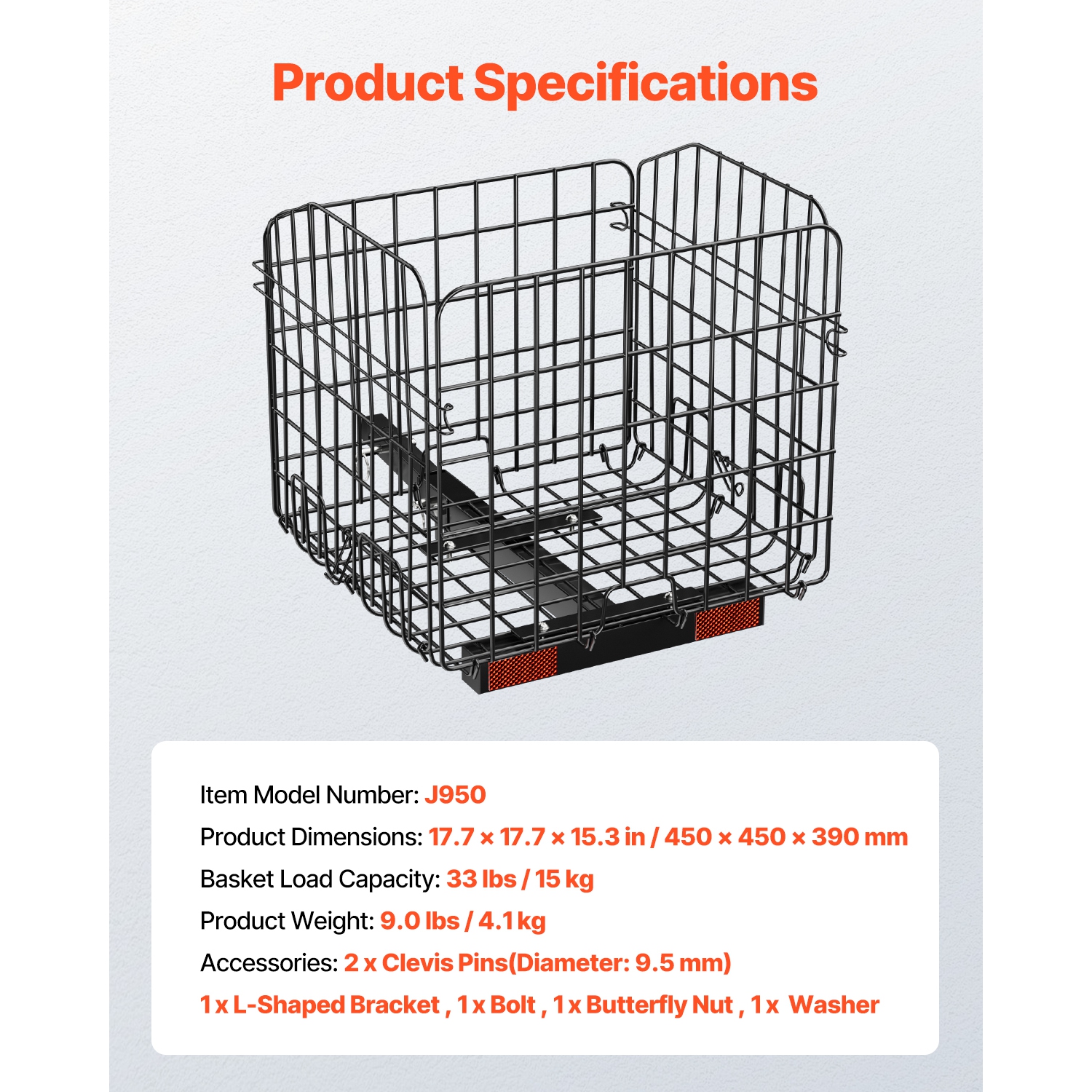 VEVOR Scooter Rear Basket, Folding Metal Wire Basket, Heavy Duty & Spacious Cargo Basket, Works with 1-inch Receiver, Compatible with Most Golden,