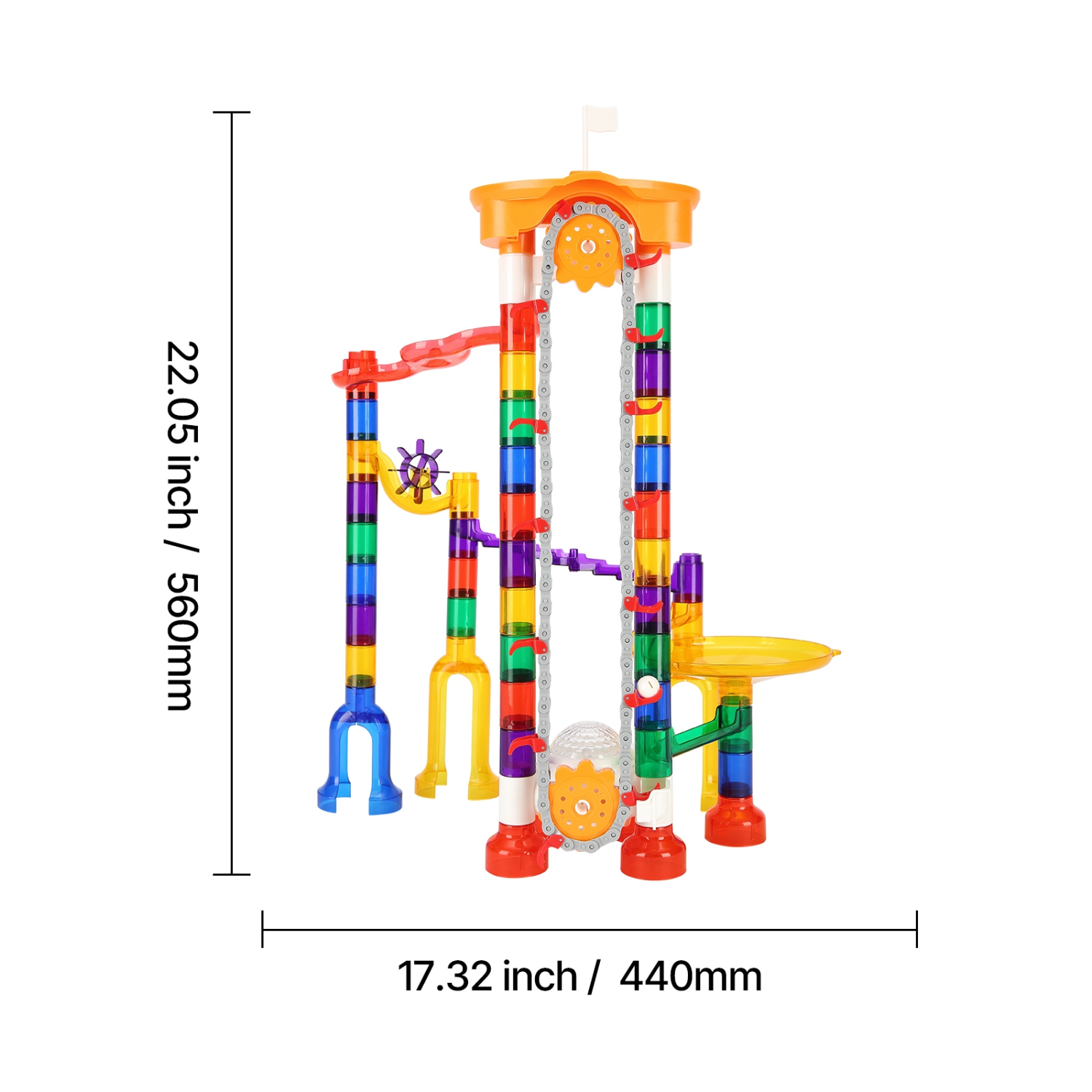 VEVOR 153 PCS Marble Run Set, with Motorized Elevator, with 30 Plastic Marbles, Marble Maze Building Block Brain Game, Educational Learning Race