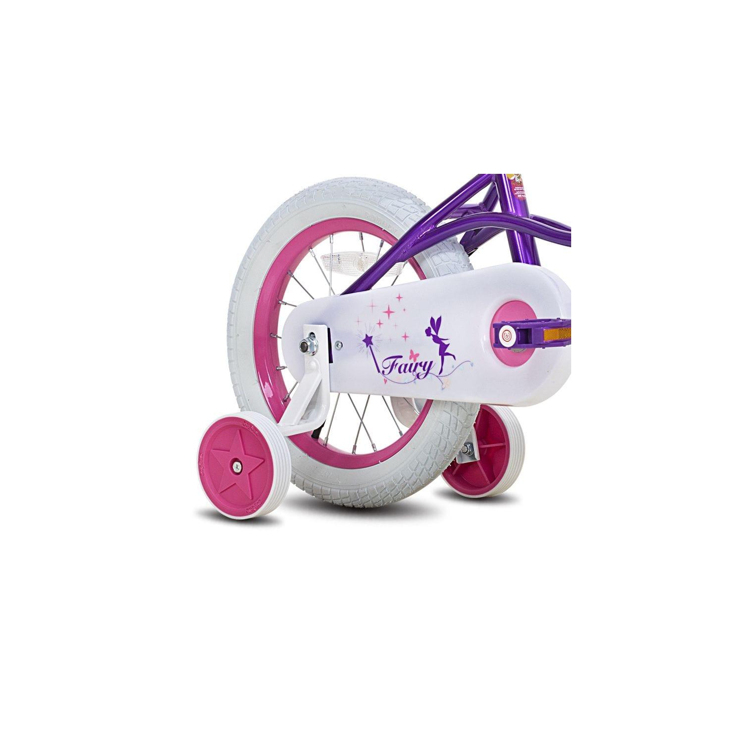 Vélo pour enfants JOYSTAR Fairy de 14&nbsp;po pour filles de 3 4 5 à 7 ans, vélo pour tout-petit avec roues stabilisatrices et frein à main pour