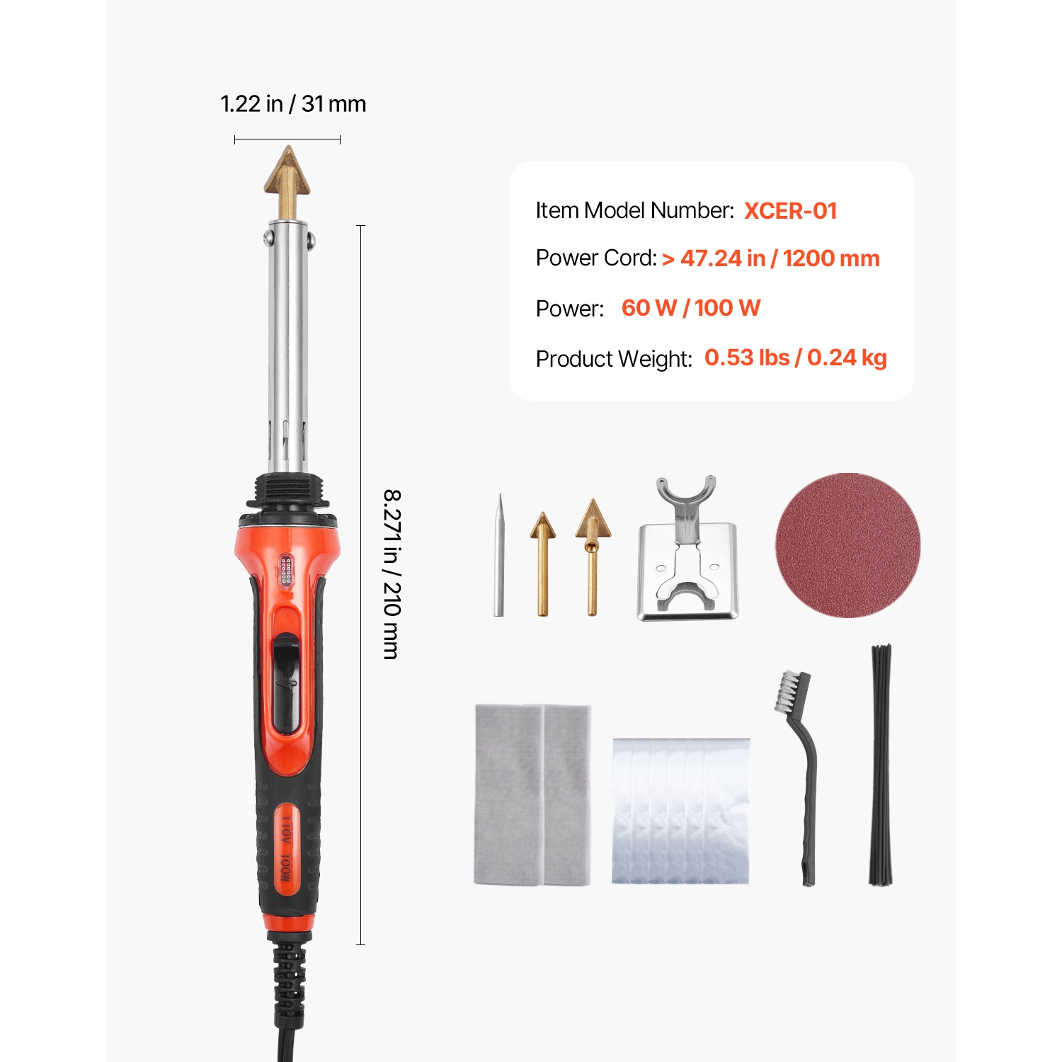 VEVOR 60W/100W Plastic Welder Kit,Dual-Power Welding Soldering Iron with 3 Welding Tips and 20 Welding Rods,Professional Repair Welding Tool for Car