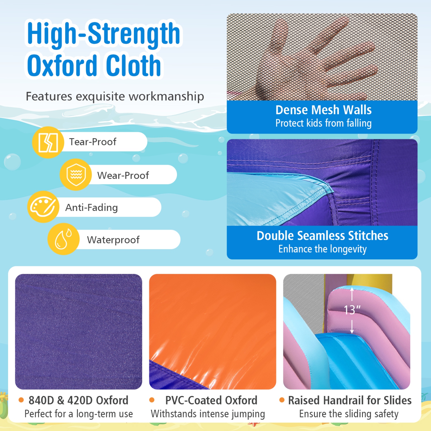 Glissade d'eau gonflable 2 en 1 Castle Bounce House de Costway avec piscine à balles et piscine pour enfants s'amuser à l'extérieur