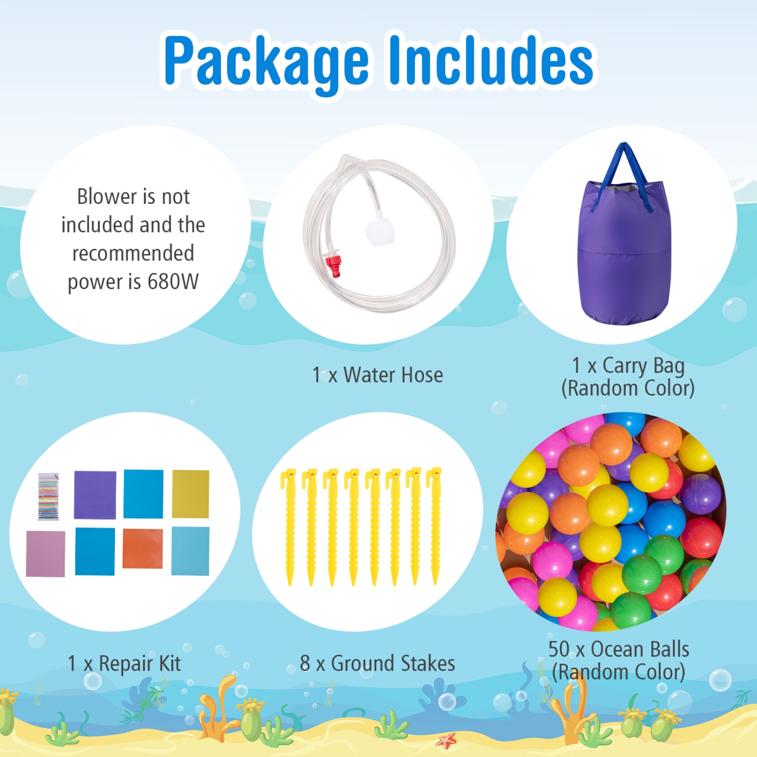 Glissade d'eau gonflable 2 en 1 Castle Bounce House de Costway avec piscine à balles et piscine pour enfants s'amuser à l'extérieur