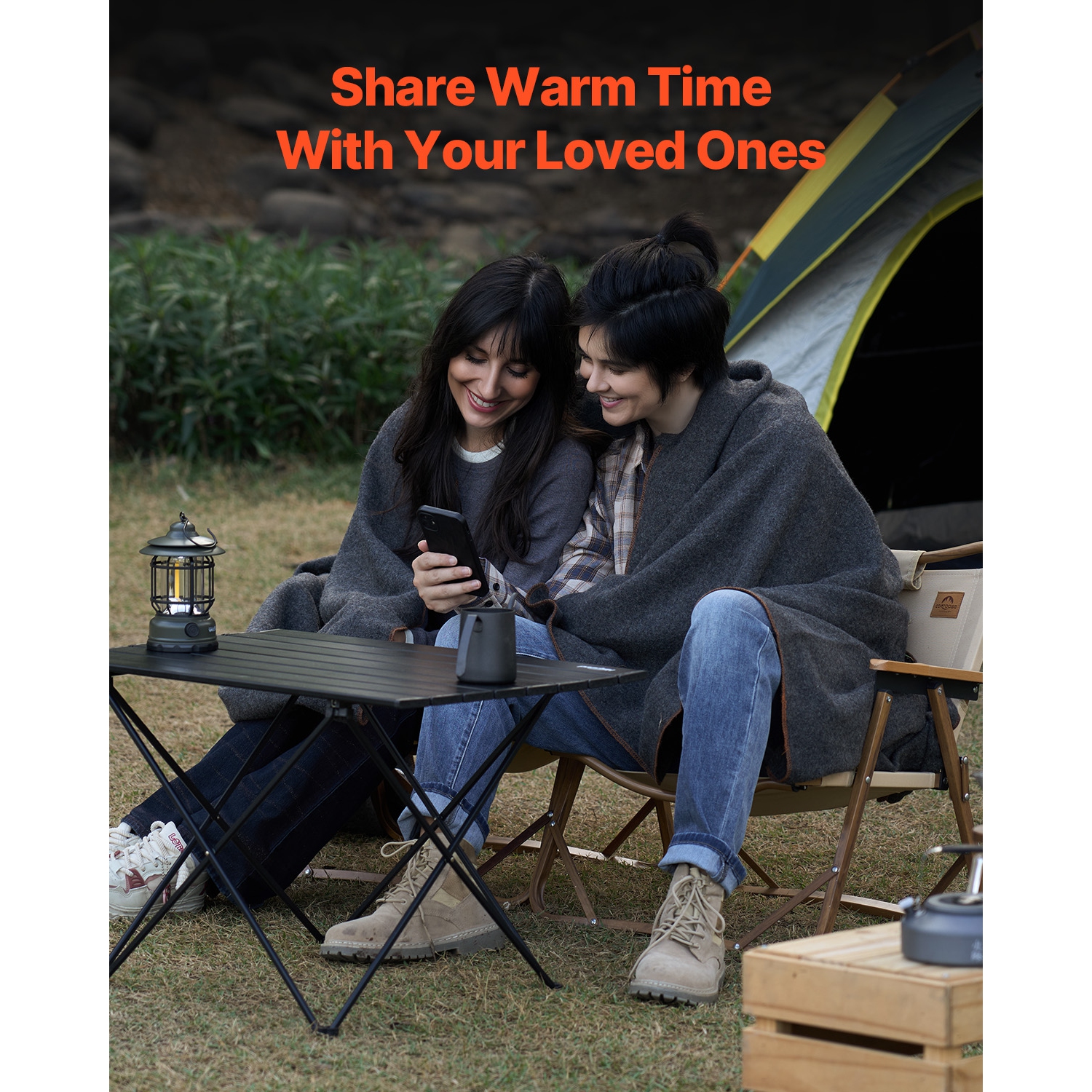 VEVOR 64" x 88" Wool Camping Blanket,Warm Stadium Blanket,Waterproof & Windproof, Flame Retardant, Great for Outdoors, Picnics, Hiking, Sports