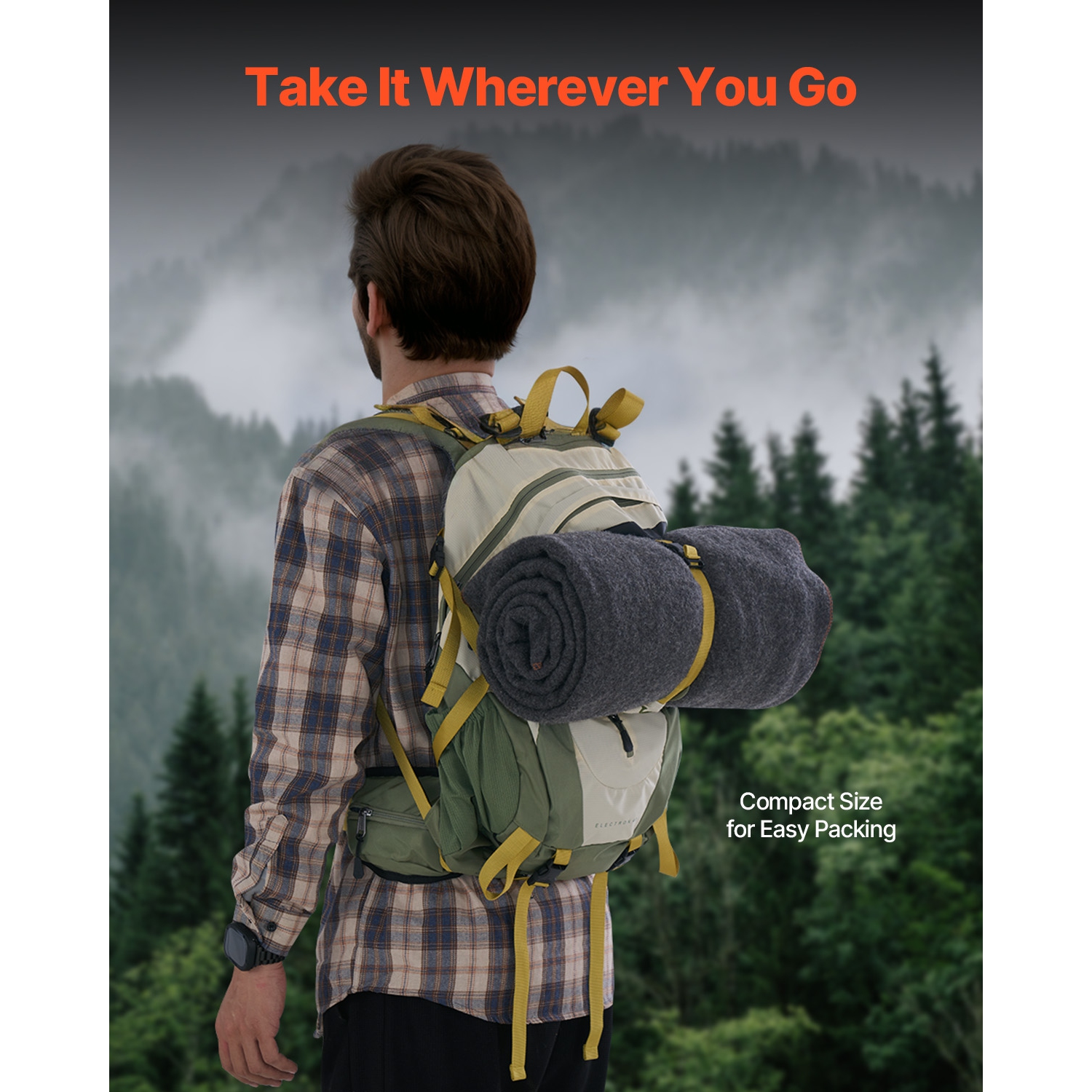 VEVOR 64" x 88" Wool Camping Blanket,Warm Stadium Blanket,Waterproof & Windproof, Flame Retardant, Great for Outdoors, Picnics, Hiking, Sports