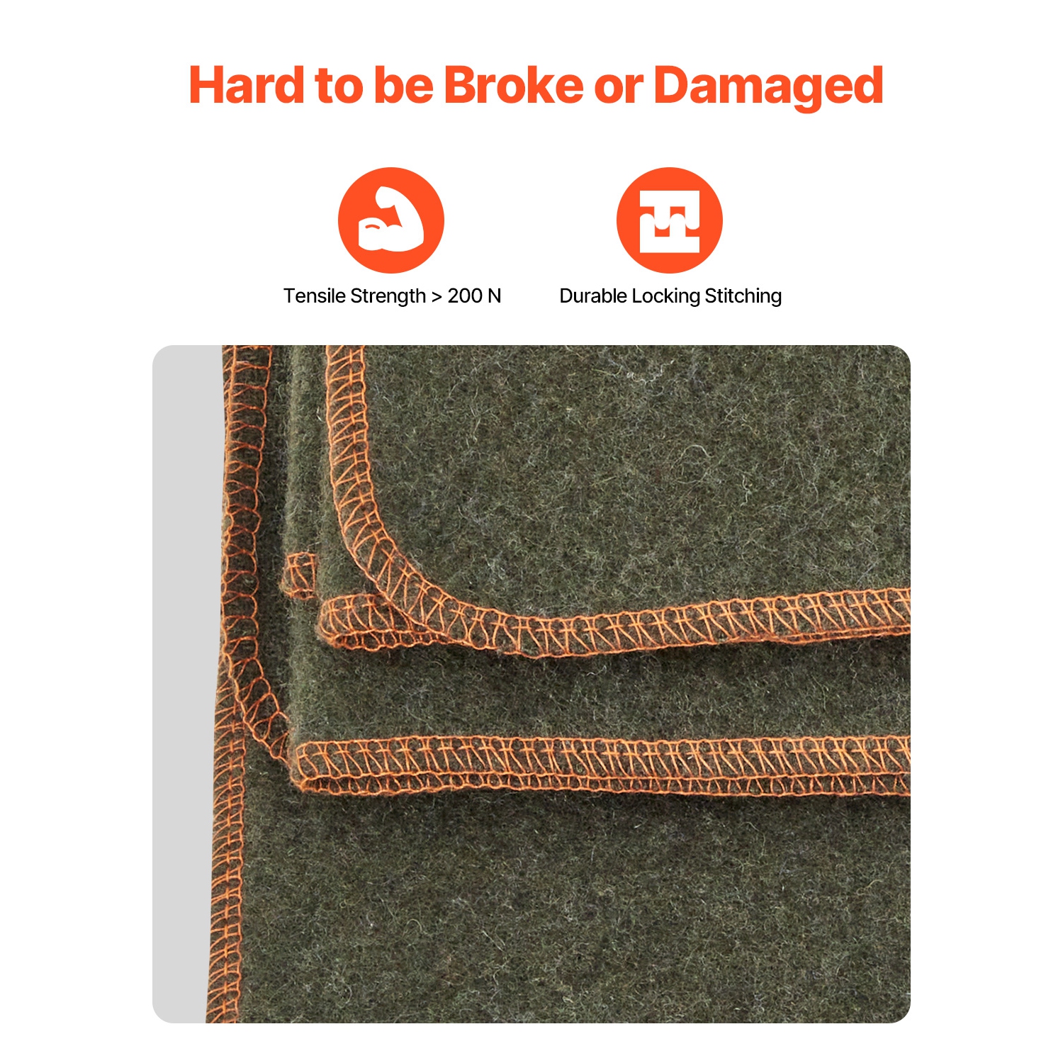 VEVOR 64" x 88" Wool Camping Blanket,Warm Stadium Blanket,Waterproof & Windproof, Flame Retardant, Great for Outdoors, Picnics, Hiking, Sports