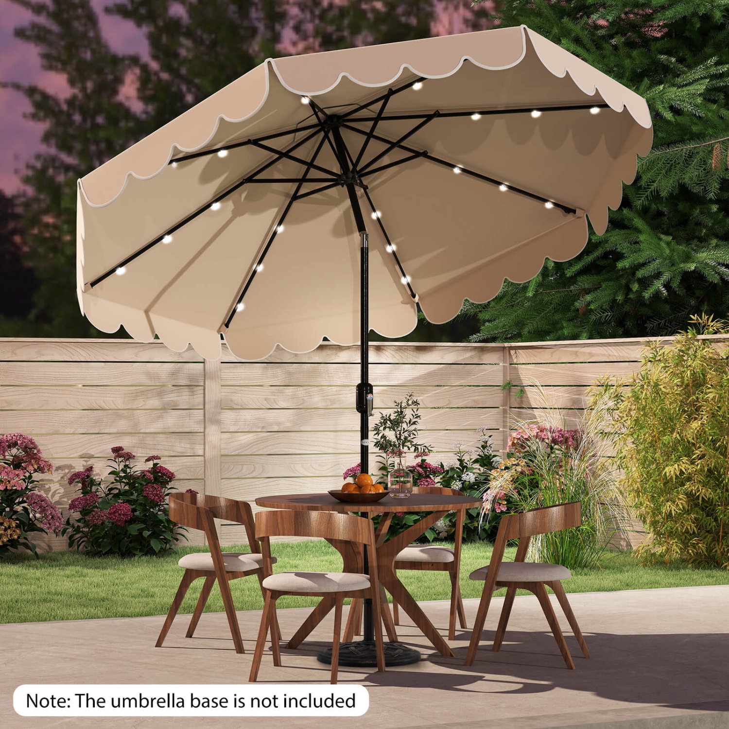 Costway 10 FT Solar Patio Umbrella with 24 LED Lights 8 Ribs & Tilt Adjustment Coffee/Turquoise/Red/Gray/Beige