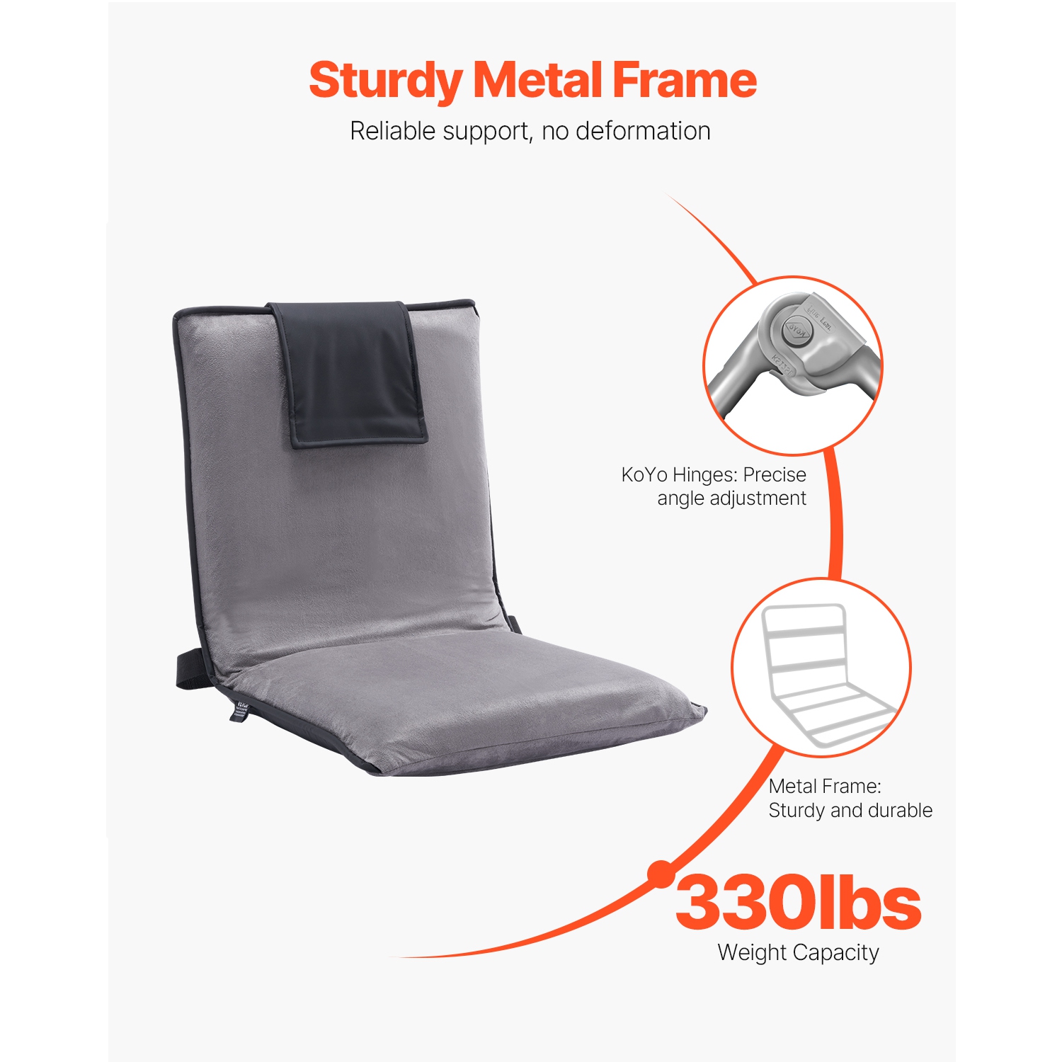 VEVOR 6-Position Adjustable Floor Chair, Meditation Chair with Back Support, Folding Sofa Chair for Reading TV Watching and Gaming, Portable Floor