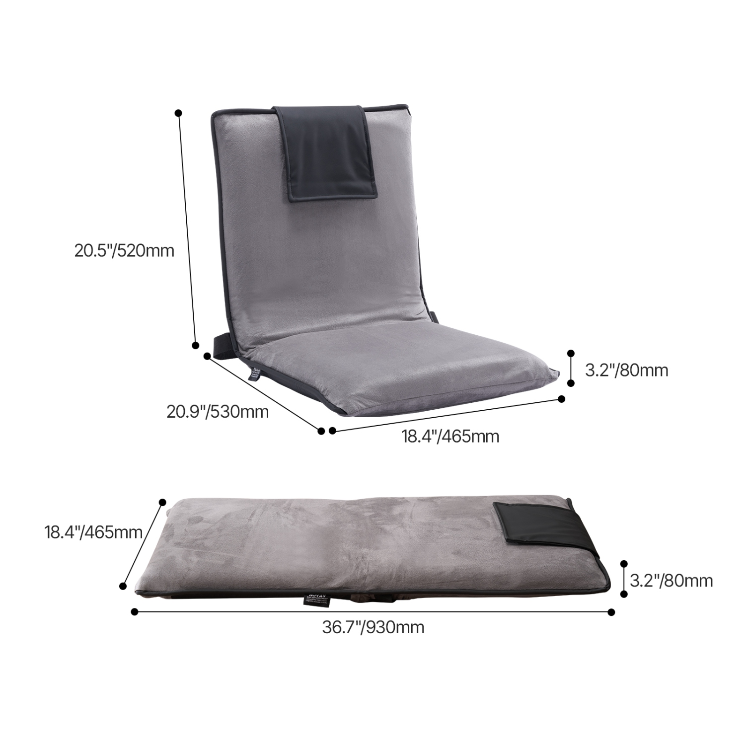 VEVOR 6-Position Adjustable Floor Chair, Meditation Chair with Back Support, Folding Sofa Chair for Reading TV Watching and Gaming, Portable Floor